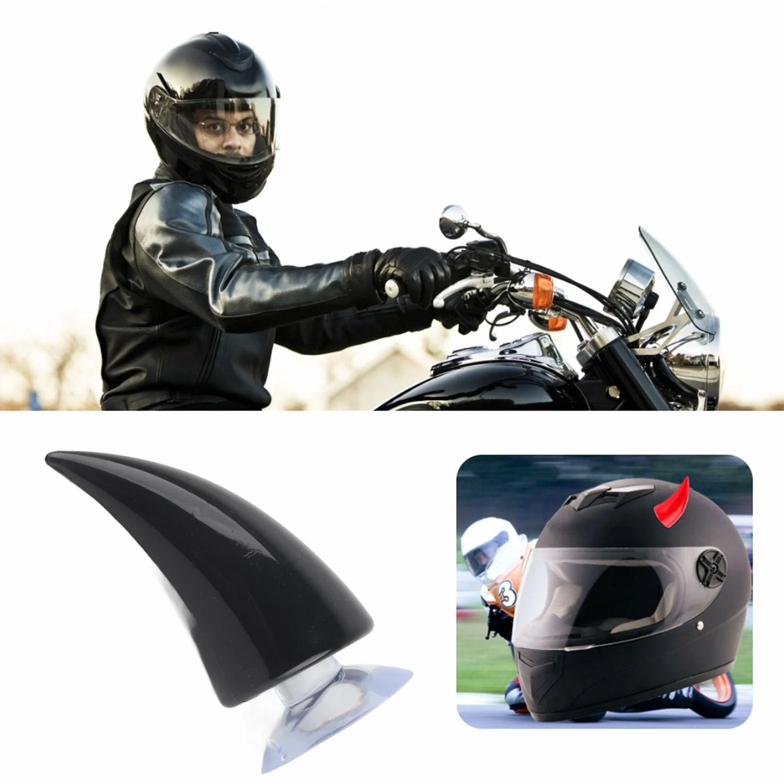 Trwały, wysokiej jakości materiał gumowy, dekoracja kasku motocyklowego, diabeł, demon róg, kask motocyklowy, do domu motocykla