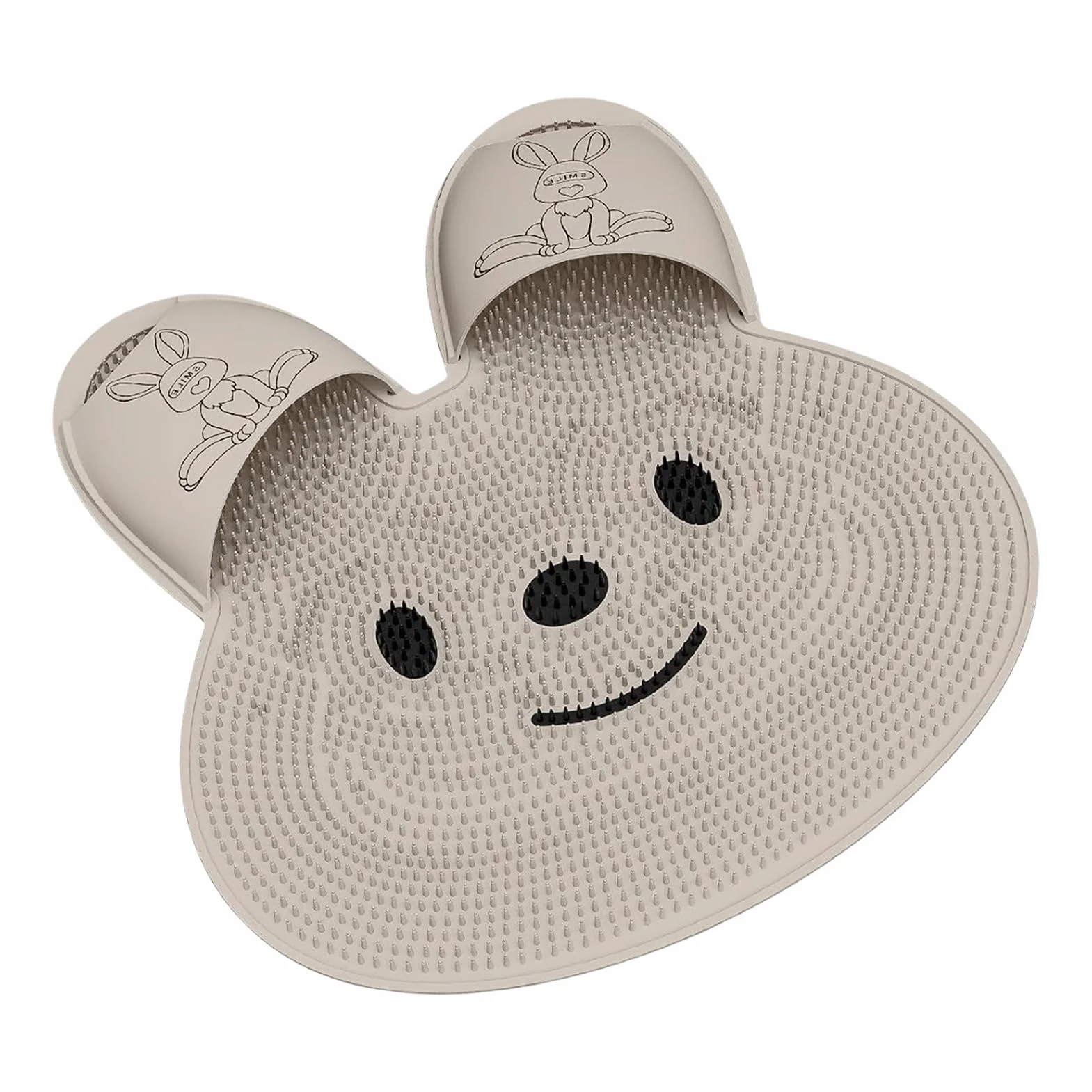 Foot Scrubber Mat, Shower Floor Feet Cleaner Brush, Bunny-Shaped Callus Remover, Soft Bristles Massage Pad, 17.72x17.72x0.98 inches