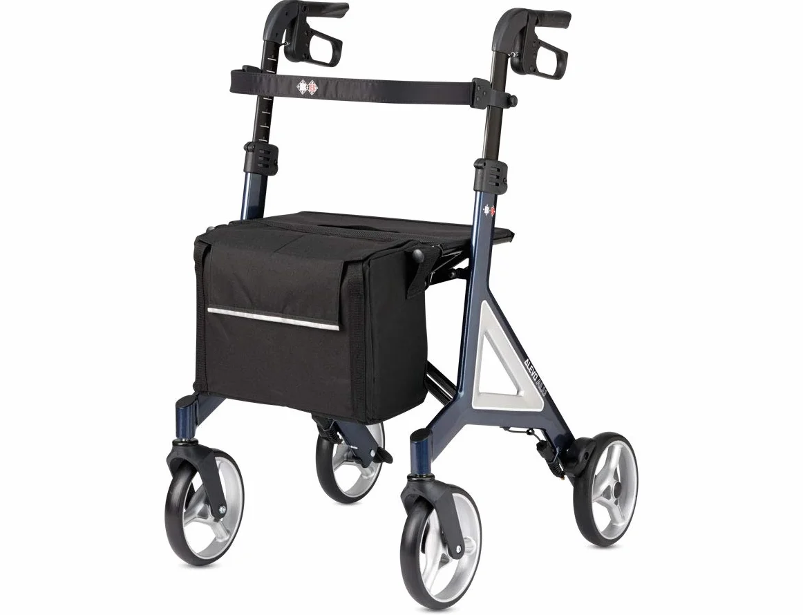 Bischoff & Bischoff Alevo aluminiowy chodzik składany SH 58,5 cm rollator z siedziskiem niebieski