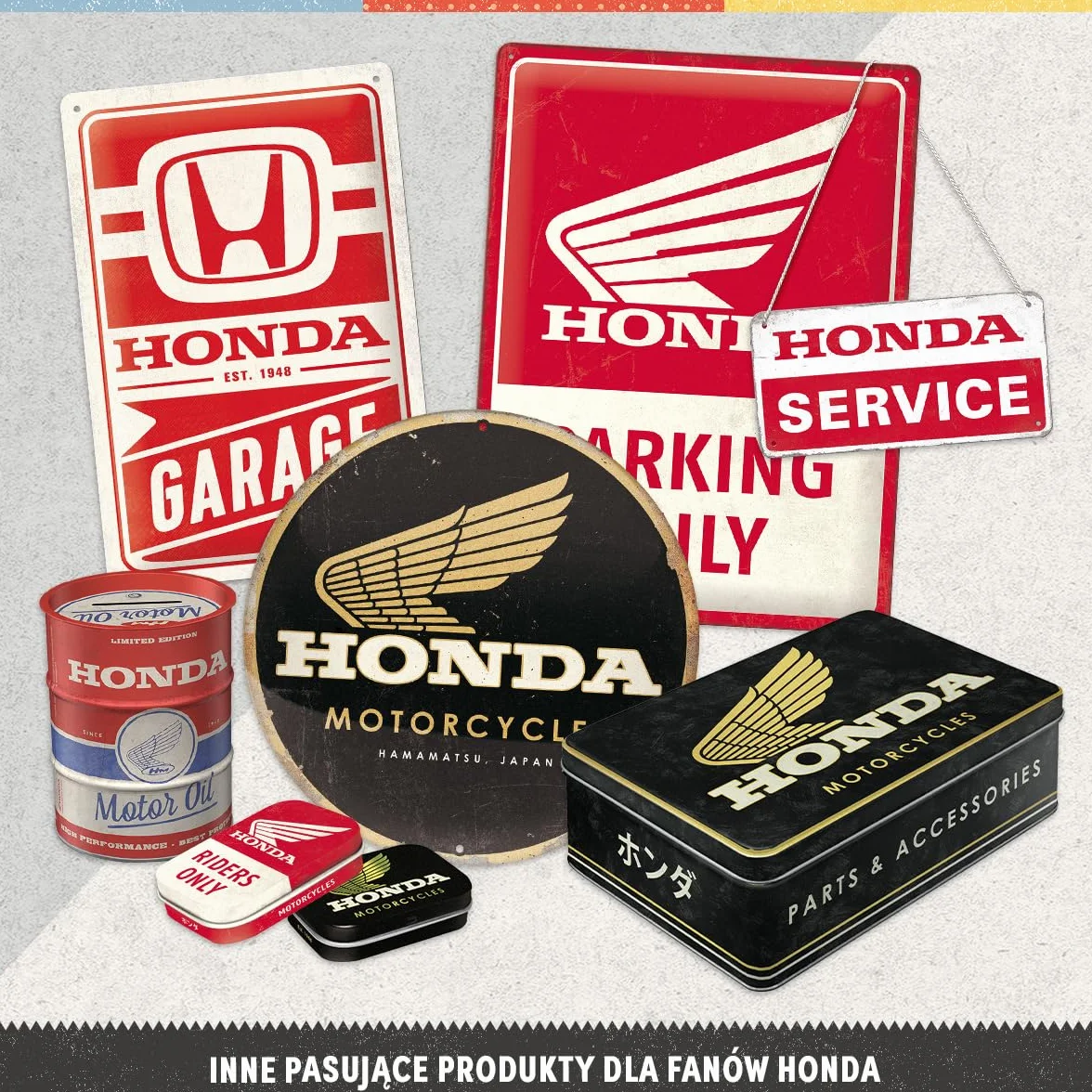 Nostalgic-Art Retro tabliczka z blachy, 15 x 20 cm, Honda AM – Parking Only – Pomysł na prezent dla miłośników Hondy, Official License Product (OLP), z metalu, Styl vintage