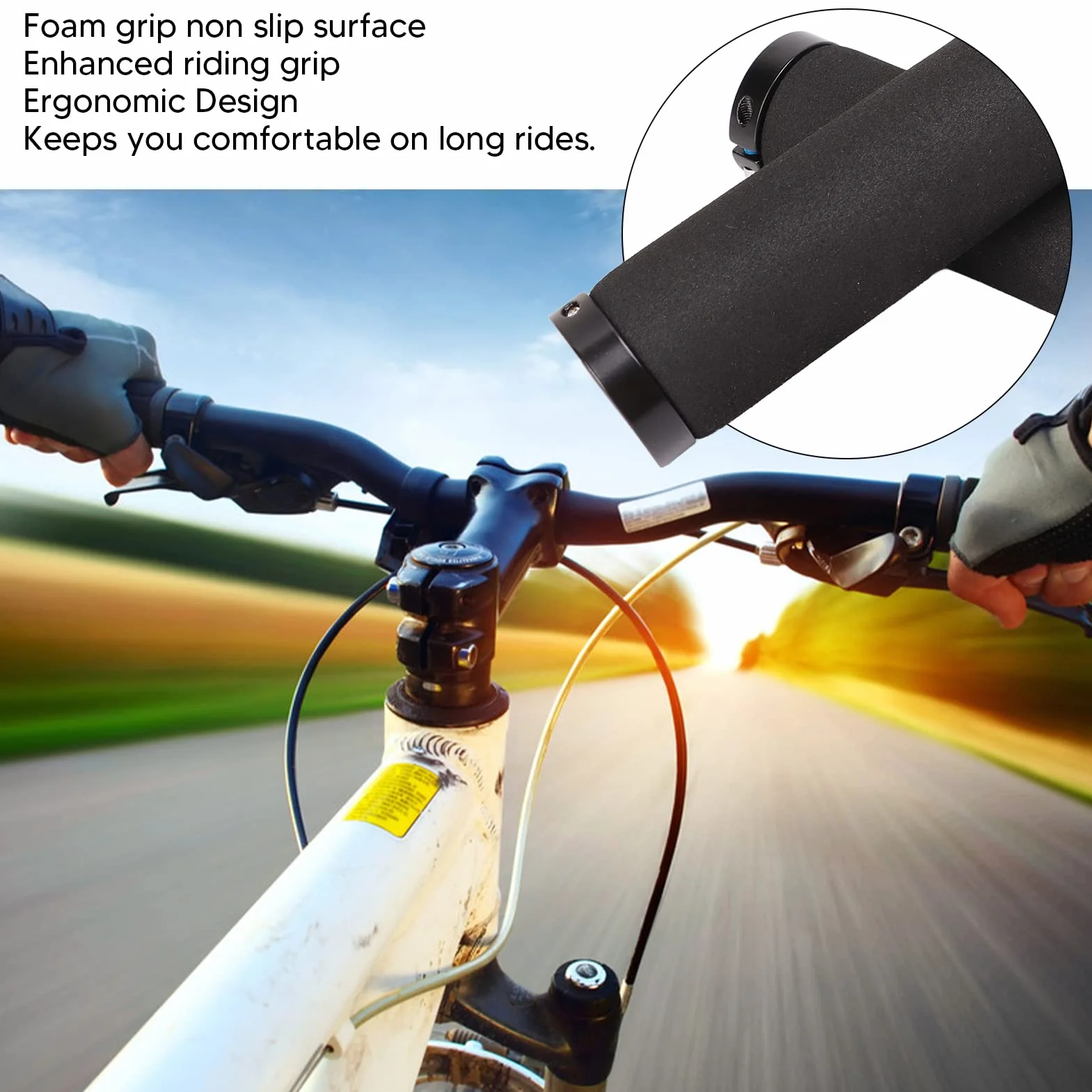 Uchwyty Rowerowe, Aluminiowa Podwójna Blokada Antypoślizgowa Amortyzacja Uchwyty Kierownicy Rowerowej Ergonomiczny Wygodny Uchwyt Rowerowy Gąbka Uchwyty do BMX, Mountain, MTB,