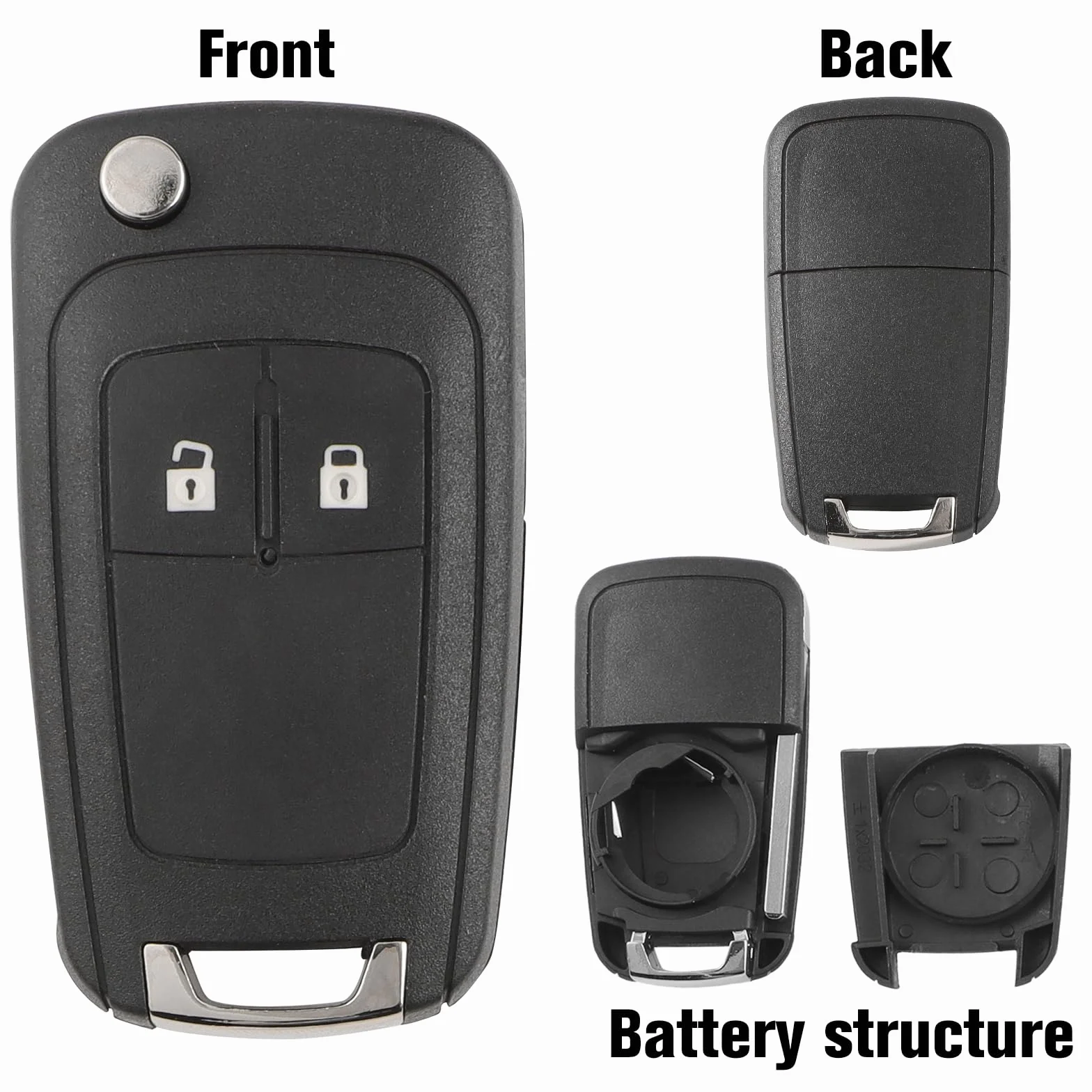 2 sztuki 2-przyciskowe obudowy kluczy kompatybilne z Opel Insignia Astra Meriva Mokka Zafira Adam Chevrolet Cruze Aveo Orlando Spark Trax Matiz Captiva zdalne sterowanie kluczyka do samochodu