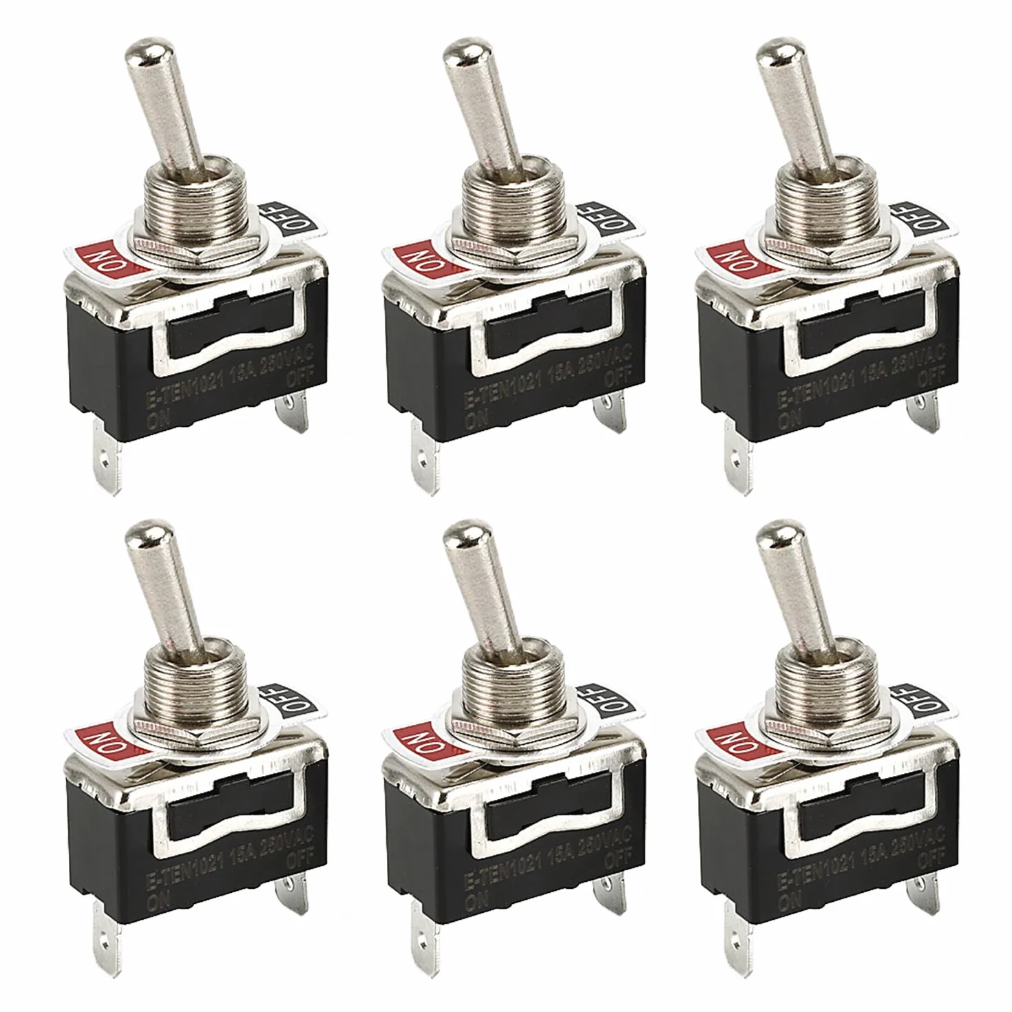 Powice 6 przełączników dźwigienkowych 12 V/15 A, mini łódź 2-biegowy przełącznik 12 V/230 V, nadaje się do montażu w domach i samochodach, kolor czarny