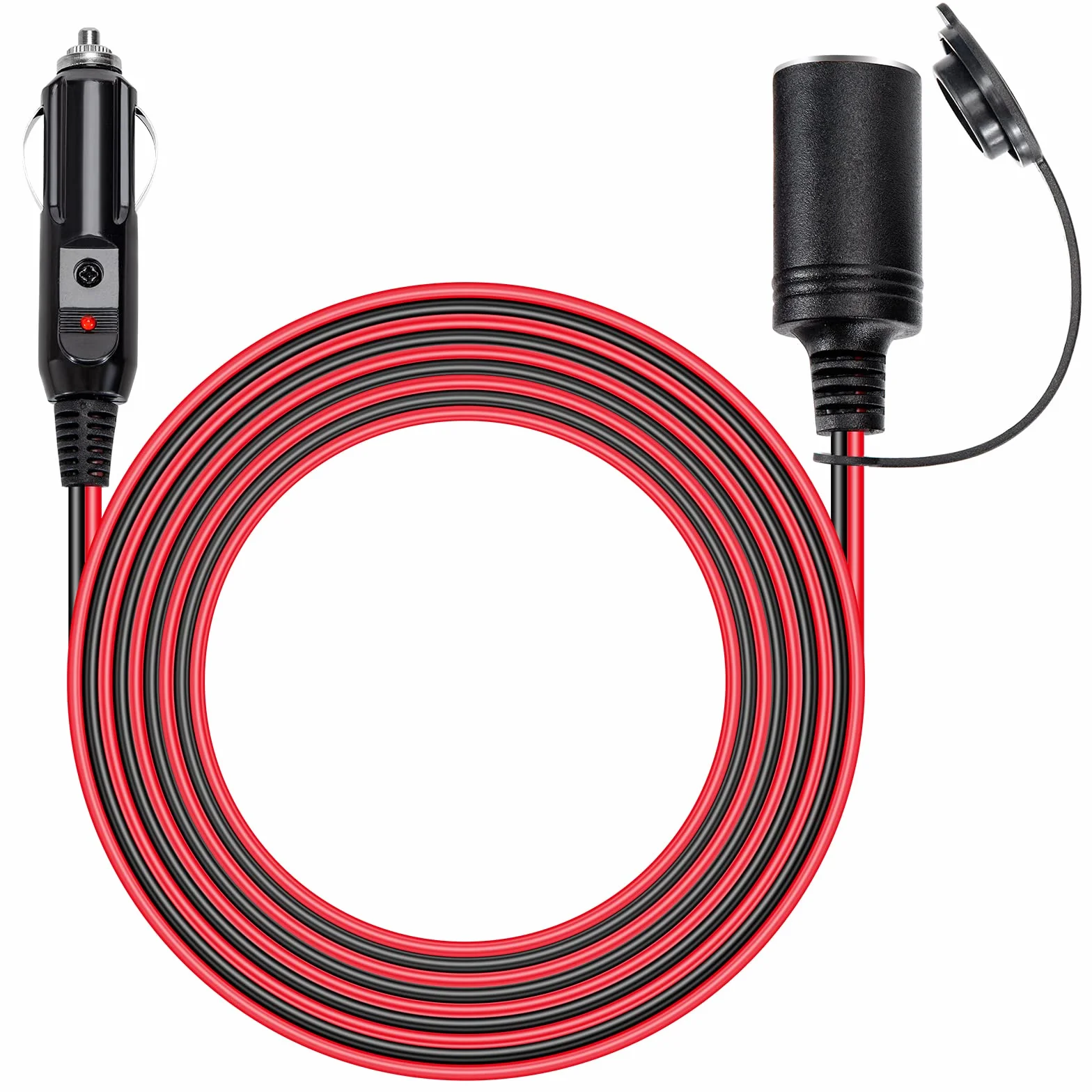 Przedłużacz zapalniczki samochodowej 12 V 3,6 m kabel przedłużający do zapalniczki samochodowej 16 AWG z bezpiecznikiem 15 A do samochodów ciężarowych 12V/24V