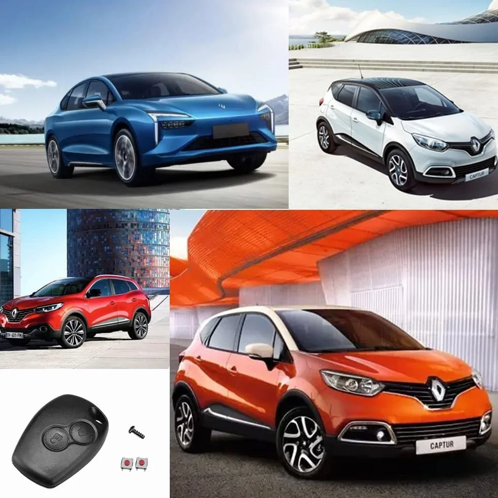 Obudowa kluczyka samochodowego, 2 sztuki, 2 przyciski, kompatybilna z Renault Clio, Twingo, Kangoo, Mégane, Laguna, Trafic, Master Dacia Duster Sandero, uchwyt na brodę klucza 8,2 x 2,7 mm