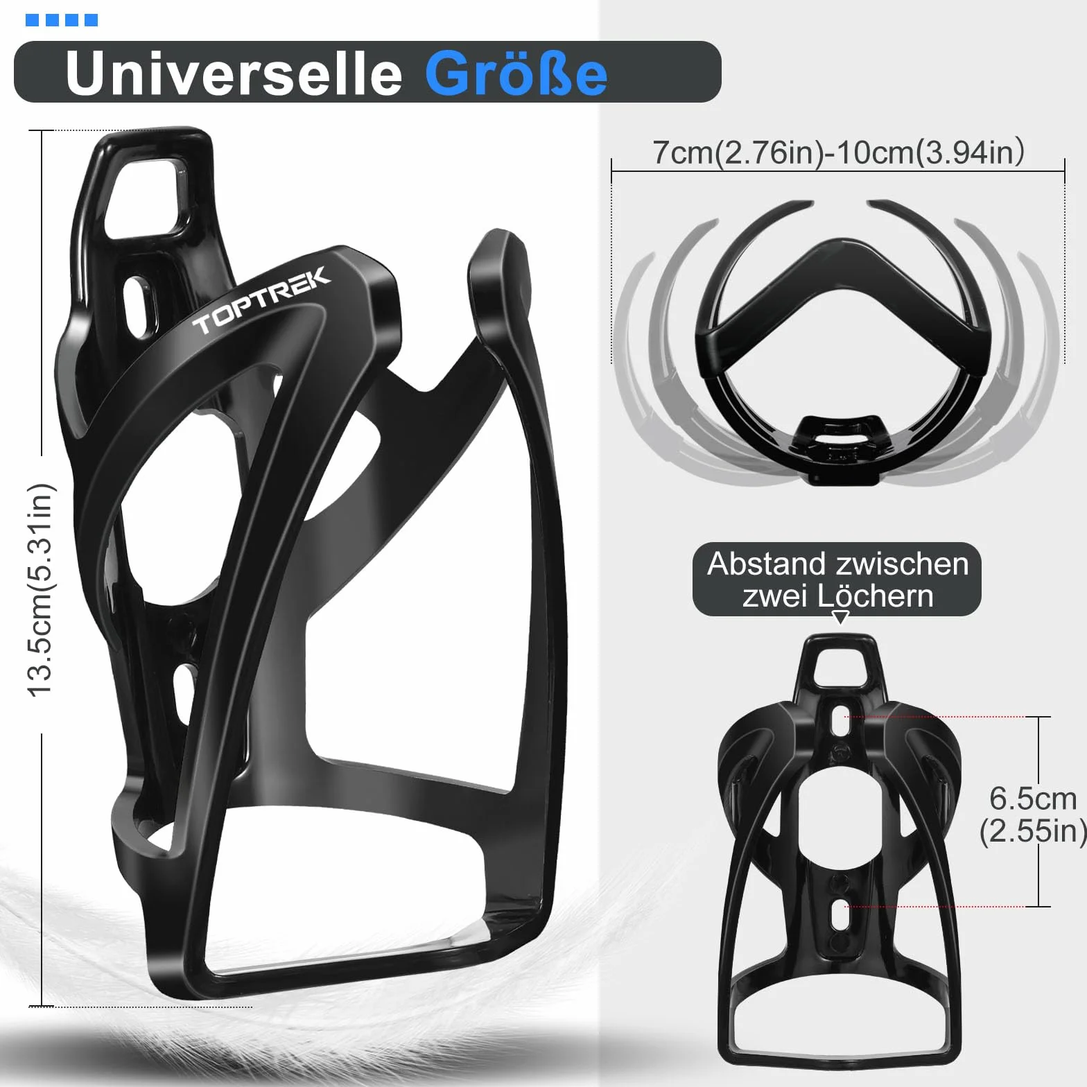 toptrek Uchwyt na butelki rowerowe, gradient kolorów, 36 g, lekki uchwyt na butelkę z wodą, do rowerów MTB, wyścigowych, górskich