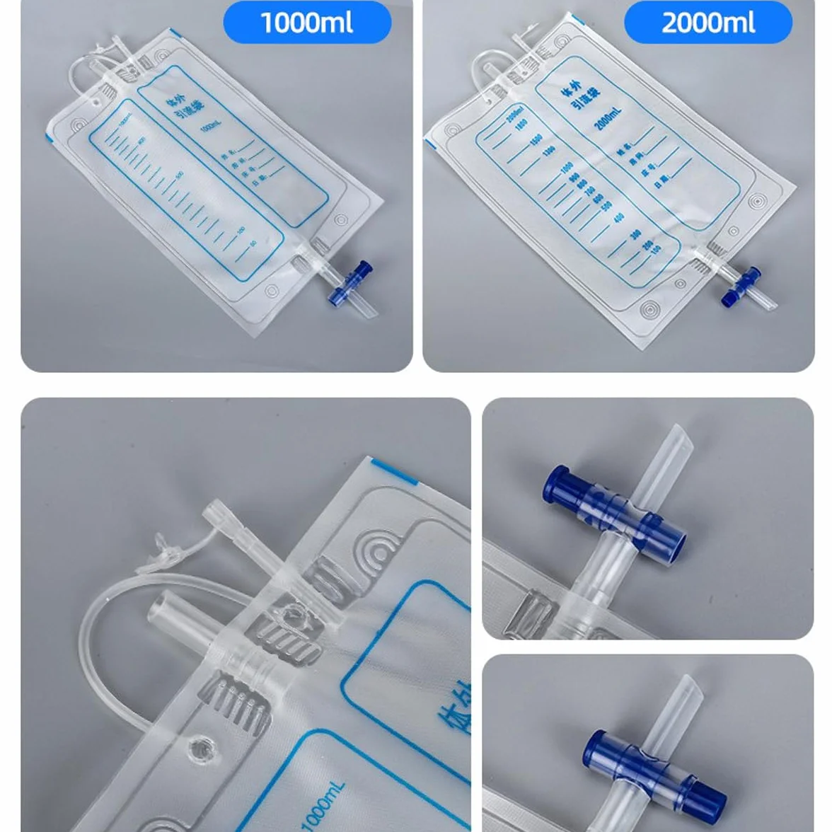 Torebki na mocz dla mężczyzn z silikonu, urinal z 2 torebkami na cewnik