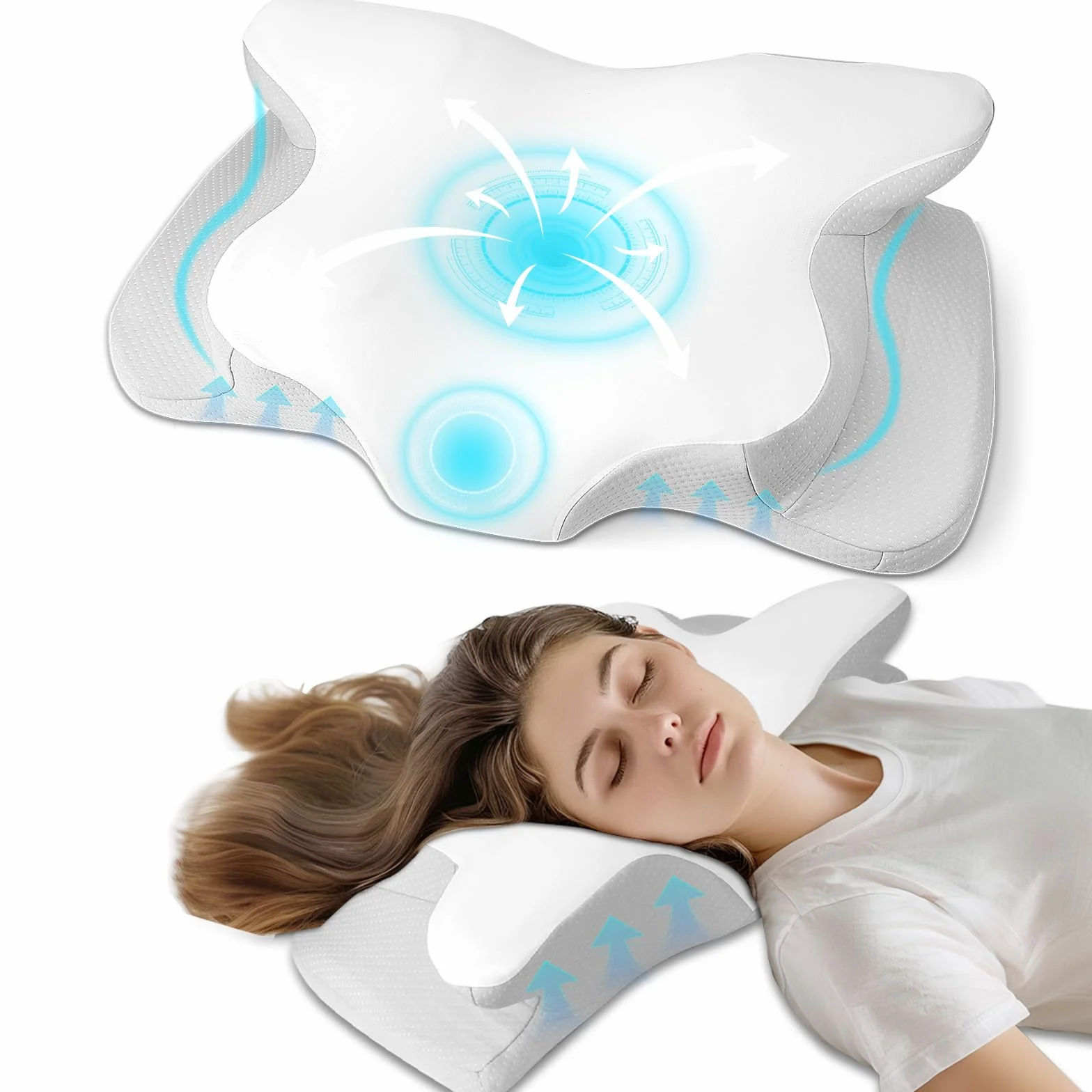 PHYSEN Poduszka ortopedyczna z pianki z pamięcią kształtu, ergonomiczna poduszka pod kark, 62 x 41 x 13 cm