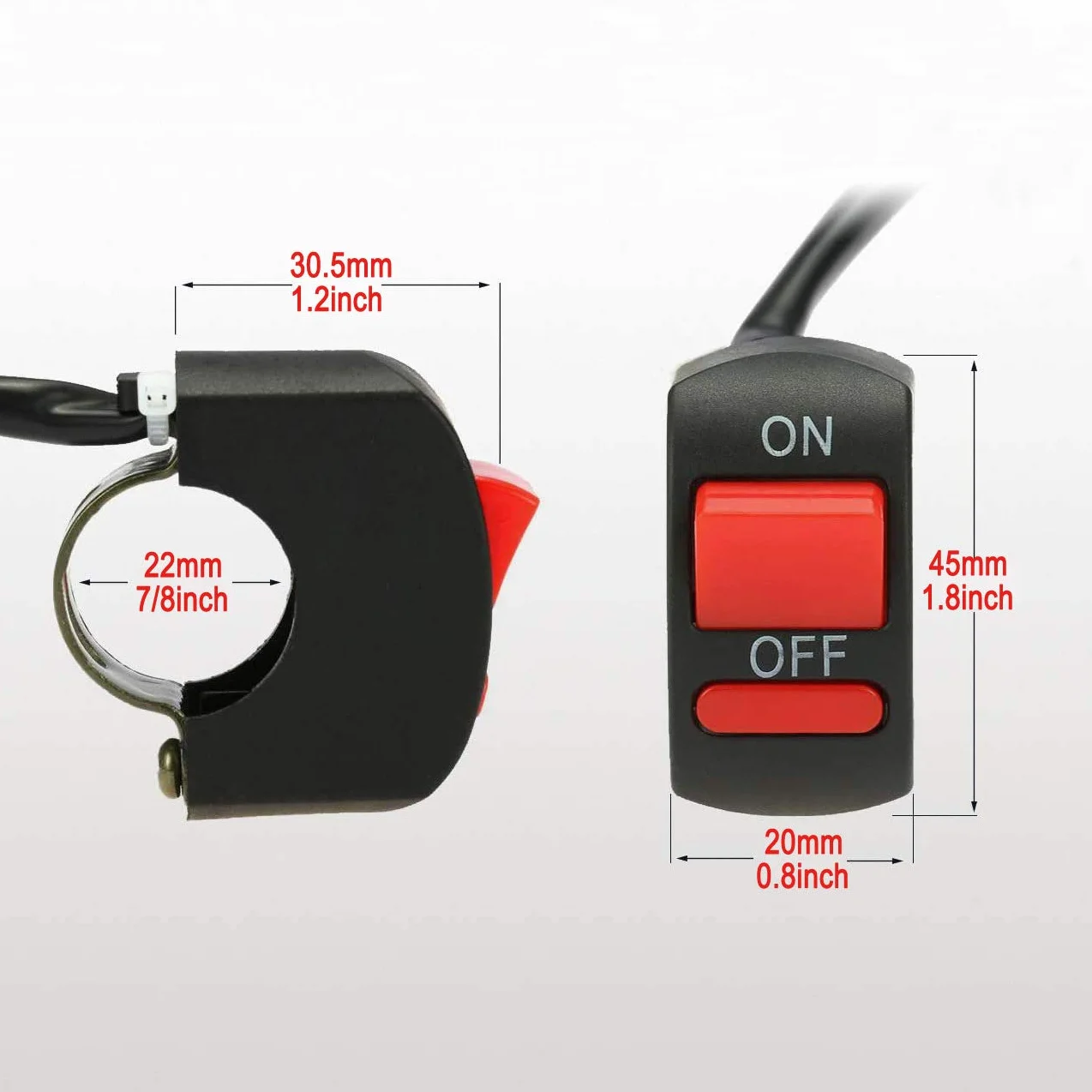 Greluma 2 sztuki przełączniki dźwigniowe na kierownicę motocykla Włącz/Wyłącz przycisk do tuningu rowerów i motocykli część na U5 U7 U2 LED reflektor skutera Elektromobil
