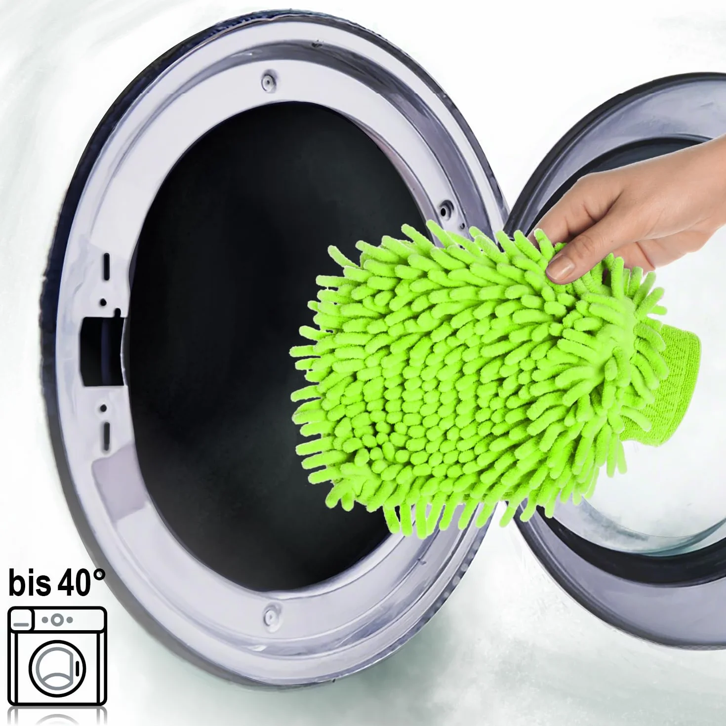 COM-FOUR® 3x rekawica do mycia samochodów i gospodarstw domowych - rekawica z mikrofibry - rekawica szenilowa - rekawica do czyszczenia do pielegnacji samochodu (3-czesciowy zestaw do mycia samochodu)