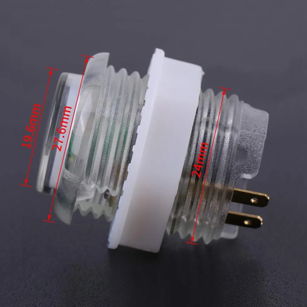 5 Sztuk 5V 24mm Przycisk Jumbo z Mikroprzełącznikiem LED Podświetlany Samoresetujący Przełącznik Wciskany