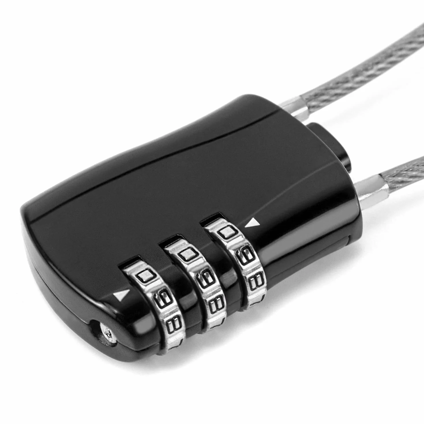 Linka QWORK 3-cyfrowy Zamek Szyfrowy z Linką Stalową do Bagażu, na Narty, na Kask, Czarny