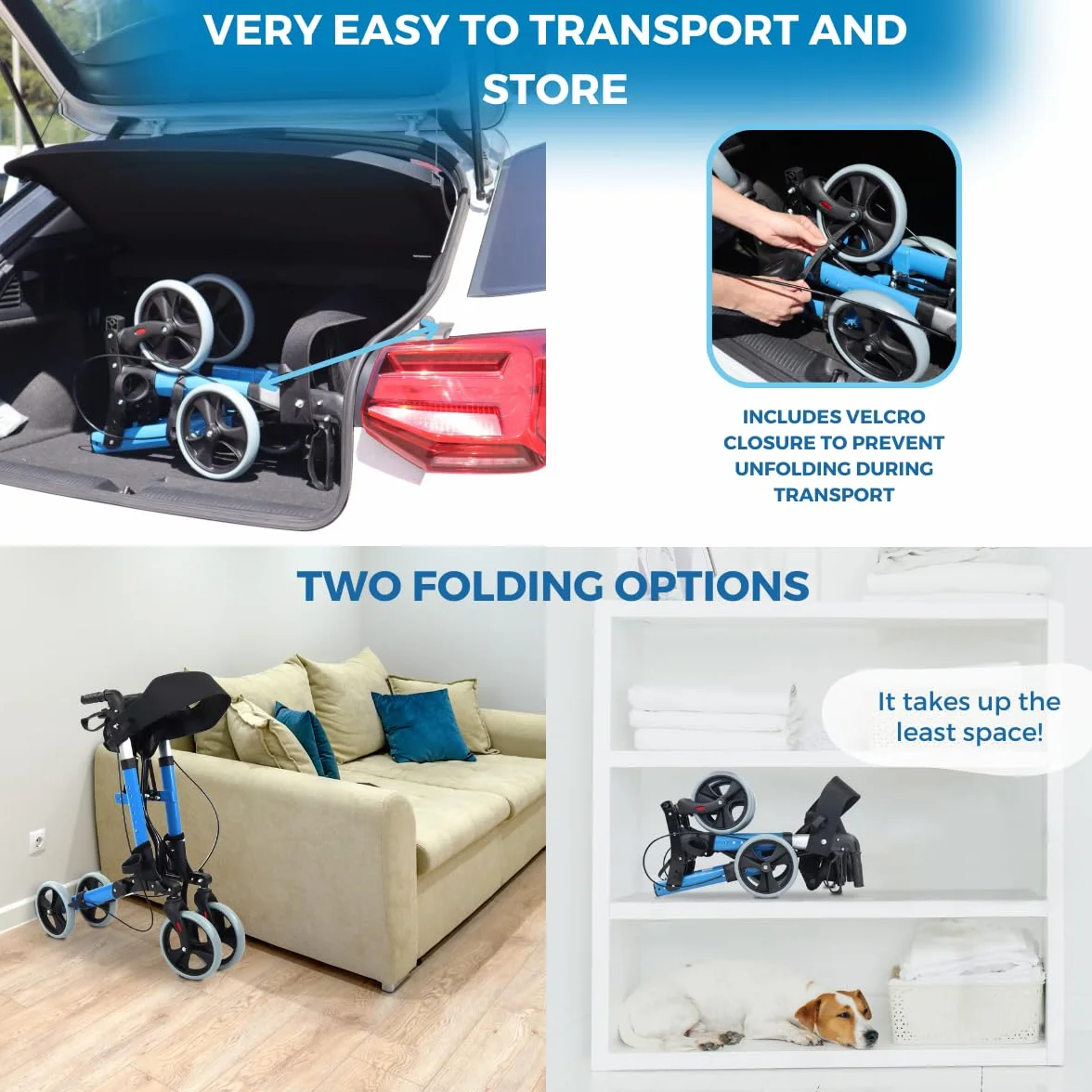 Mobiclinic Trajano Deluxe Składany Chodzik z 4 kołami Aluminium Hamulce na dźwigniach Siedzisko i oparcie