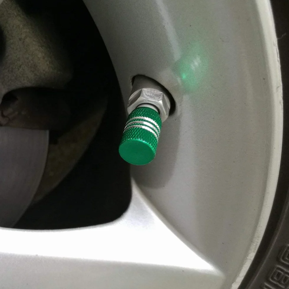 SENZEAL 5 szt. Silver Around Valve Caps Nakładki Przeciwpyłowe ze Stopu Aluminium Zielony