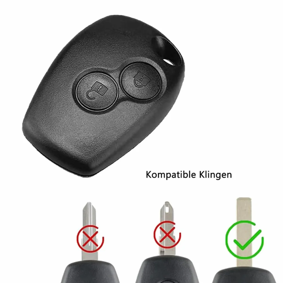 Obudowa kluczyka samochodowego, 2 sztuki, 2 przyciski, kompatybilna z Renault Clio, Twingo, Kangoo, Mégane, Laguna, Trafic, Master Dacia Duster Sandero, uchwyt na brodę klucza 8,2 x 2,7 mm