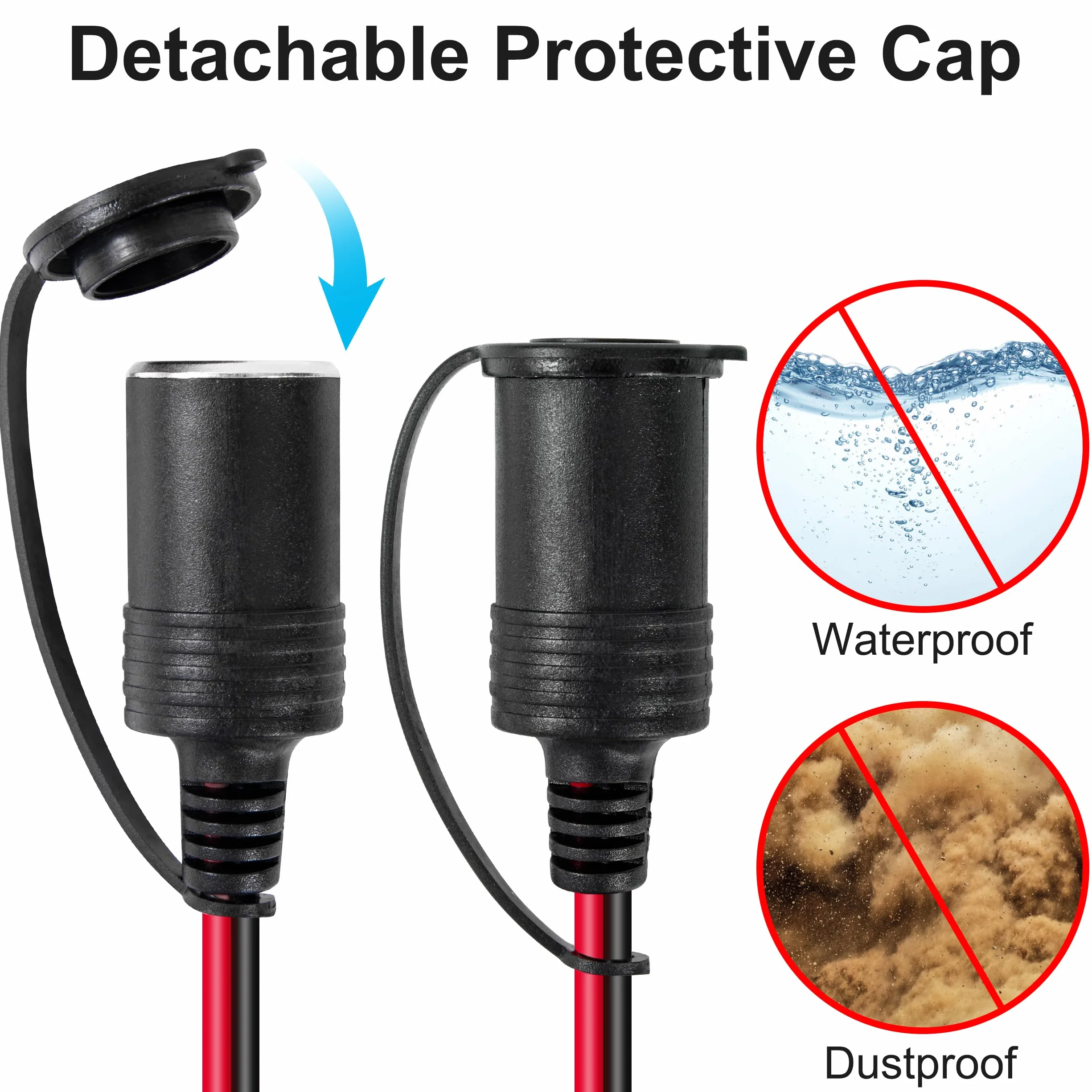 Rozdzielacz do zapalniczki samochodowej 12 V/24 V gniazdo zapalniczki samochodowej adapter z przełącznikiem 20 cm 20 AWG kabel przedłużający 1 do 2 rozdzielaczy z bezpiecznikiem 15 A do