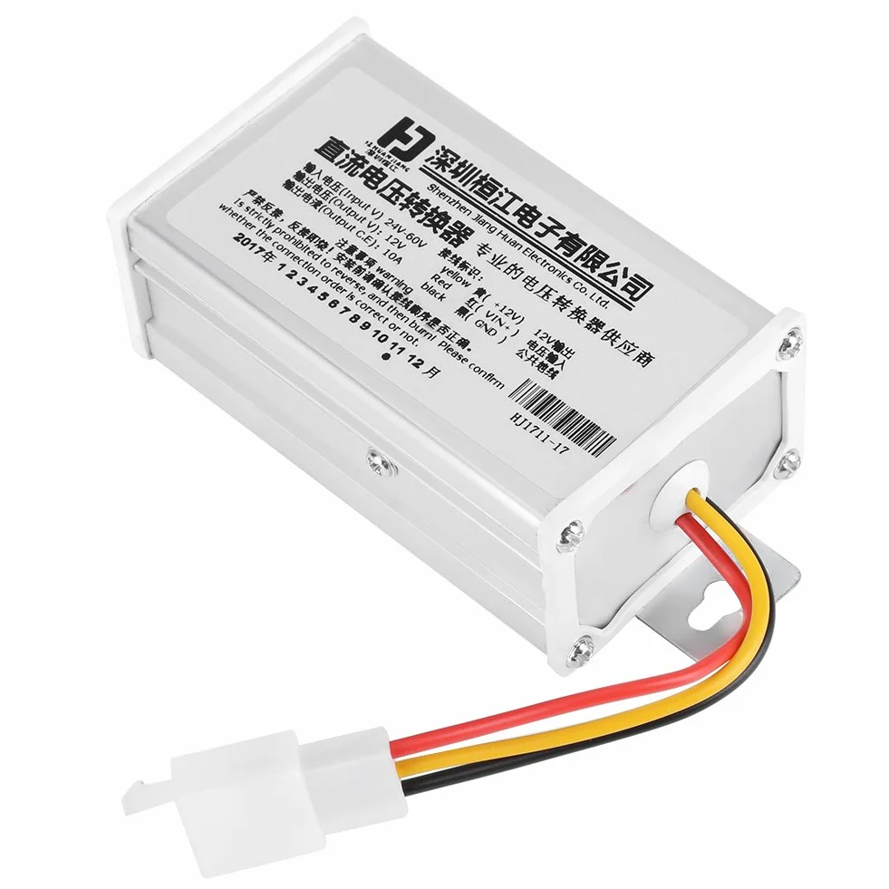DC to DC Converter Step Down Transformer Voltage Reducer Input 24V-60V Output 12V -10 A/ 120W Power Supply Regulator for Electric Vehicle Cart Club Car Scooter Bicylce and More