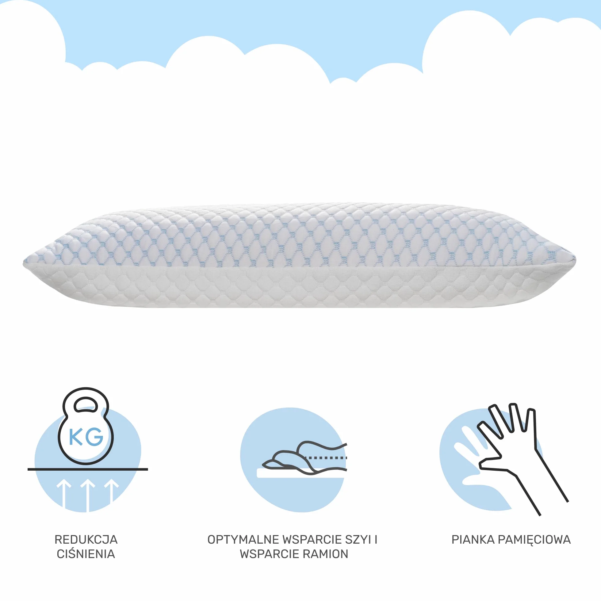 Dailydream FlexiCloud poduszka pod kark z pianki z pamięcią kształtu 80 x 40 cm biała