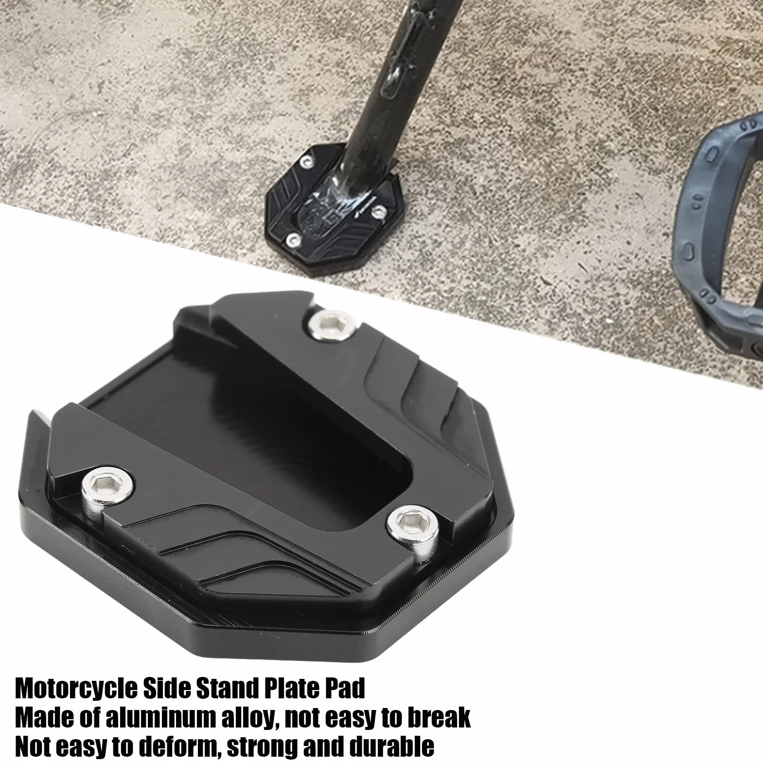 Boczna podkładka pod talerz motocykla, uniwersalna, anodowana, czarna