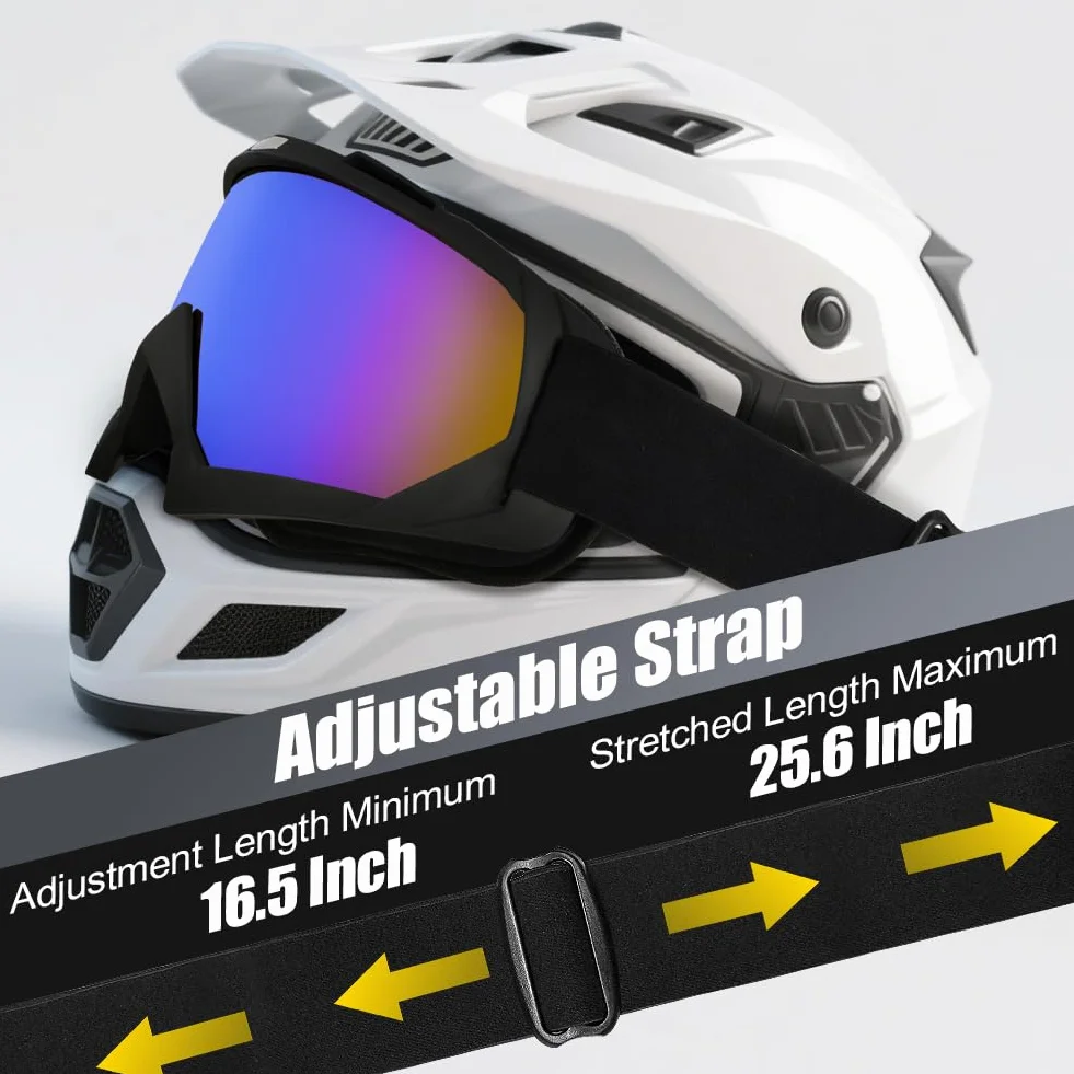HOTUT Gogle rowerowe do jazdy konnej, brudu, jazdy na nartach, ATV, wyścigów, wiatroszczelne i pyłoszczelne okulary do jazdy motocrossowej, UV400, wyściełane, miękka, gruba pianka, kask motocrossowy