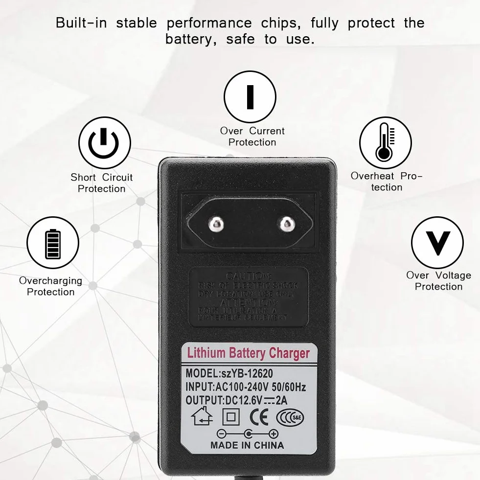 Amonida DC 12,6 V 2A Adapter do Zasilania energią elektryczną do Akumulatora Litowo-jonowego Sto Szeroko Stosowany w Reflektorach Samochody Zabawkowe Stabilność Samochodu i