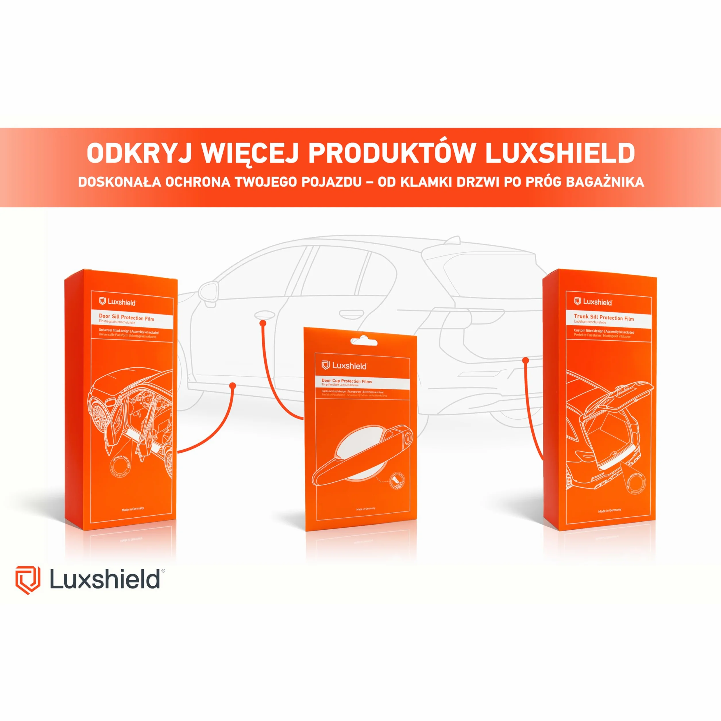 Luxshield folia ochronna na klamki kompatybilny z Ford Kuga 3 (III) ST-Line & Vignale I 2019-2026 - ochrona przed zarysowaniami, folia ochronna na lakier – przezroczysta błyszcząca