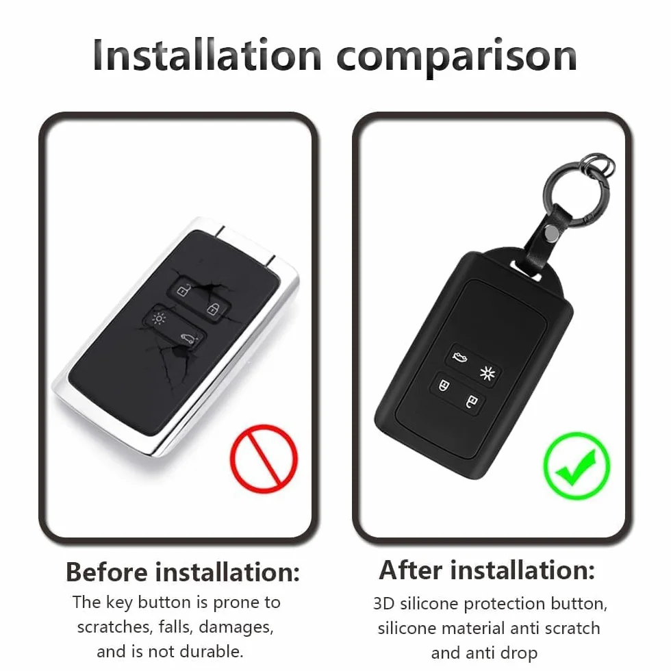 2 szt. etui na kluczyki samochodowe, niebieskie, kompatybilne z Renault 4 przyciskami Smartkey, czarny