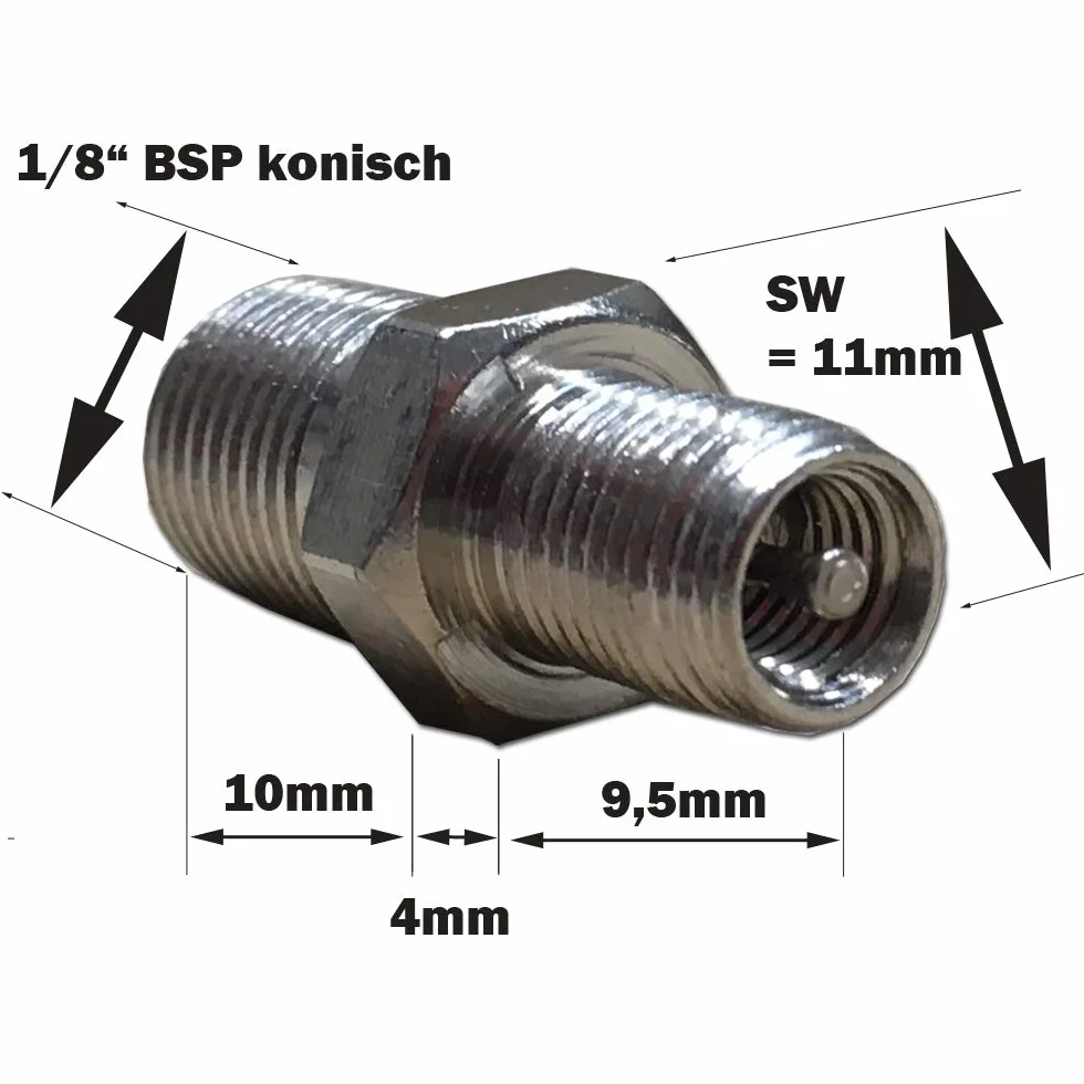 Zawór pomiarowy, adapter do zaworu samochodowego, do opon samochodów osobowych, gwint 1/8“ BSP AG na Vg8 Schrader, wkład zaworowy do pompy ciepła, do układu sprężonego powietrza