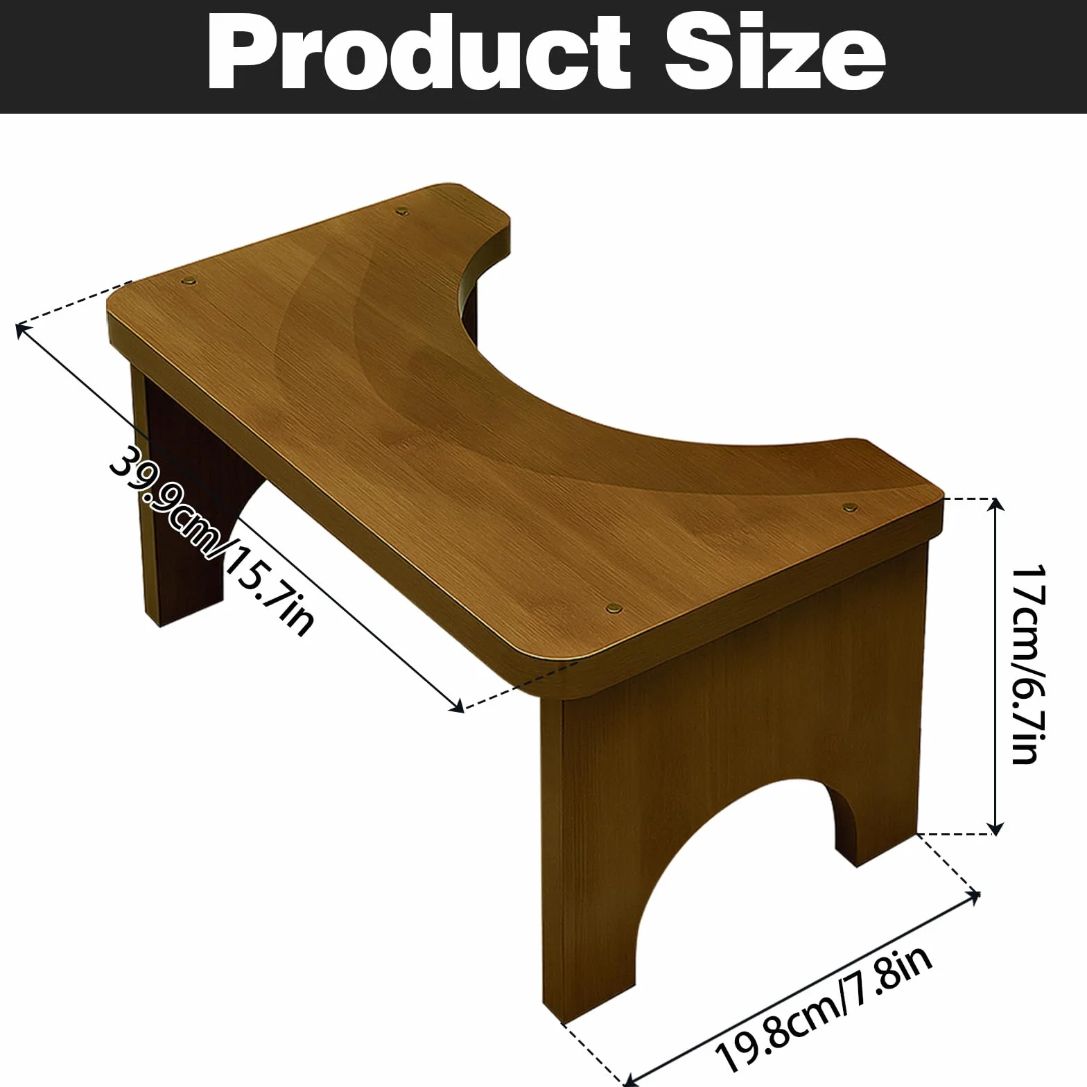 Bambusowy taboret toaletowy 37x20x17 cm ergonomiczny dla dorosłych