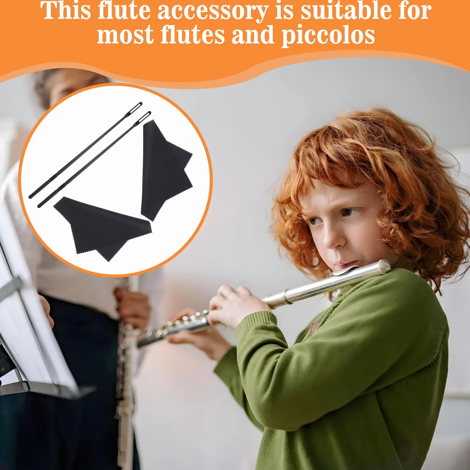 Yuanchu Zestaw do czyszczenia fletów, 8 sztuk, 4 ściereczki do czyszczenia fletów, 4 szt. ściereczek do czyszczenia fletów, pałeczki do czyszczenia fletów, flet poprzeczny, ściereczka do czyszczenia
