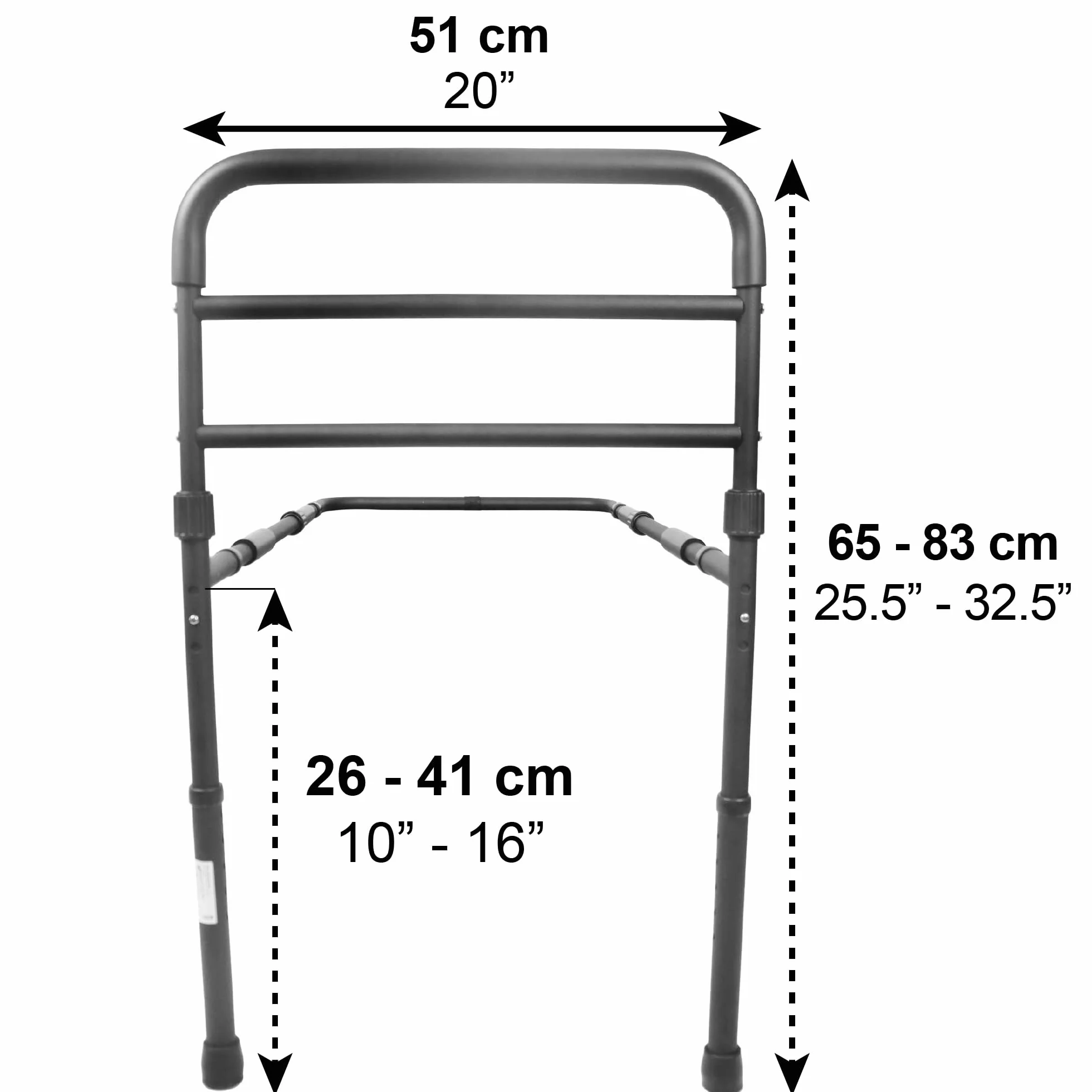 PEPE Mobility Poręcz łóżka regulowana wysokość 26-41 cm barierka czarna