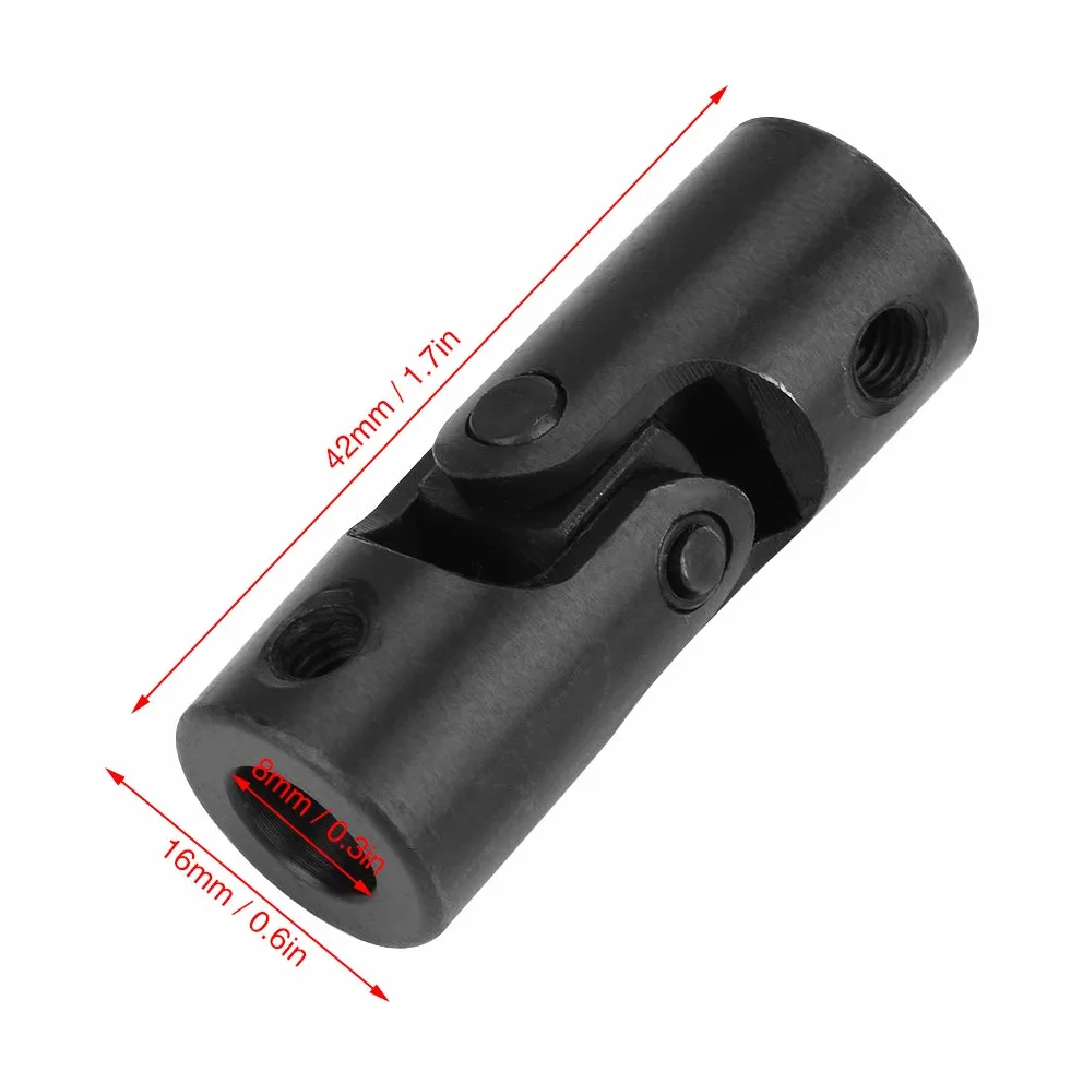 8 × 16 × 42mm Universalgelenk-DIY-Wellengelenk-Metallgelenk schwarzer Wellenkupplung