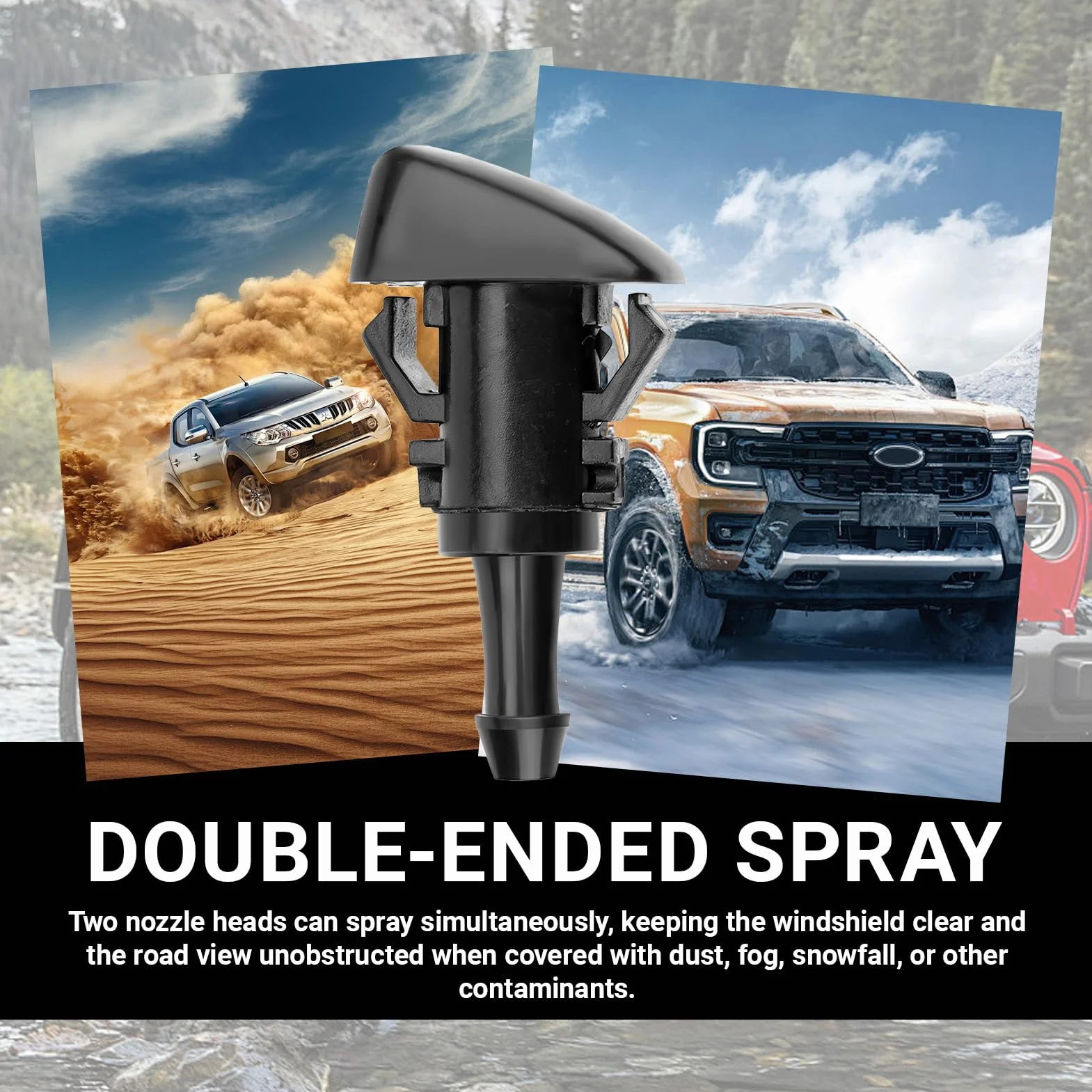 4 pary dysz wycieraczek do Jeep for Compass 2007-2017 5303833AA, do Caliber, Journey, Avenger, Dysze wycieraczki do szyb samochodowych, uniwersalne dysze rozpylające do samochodu, czarny plastik