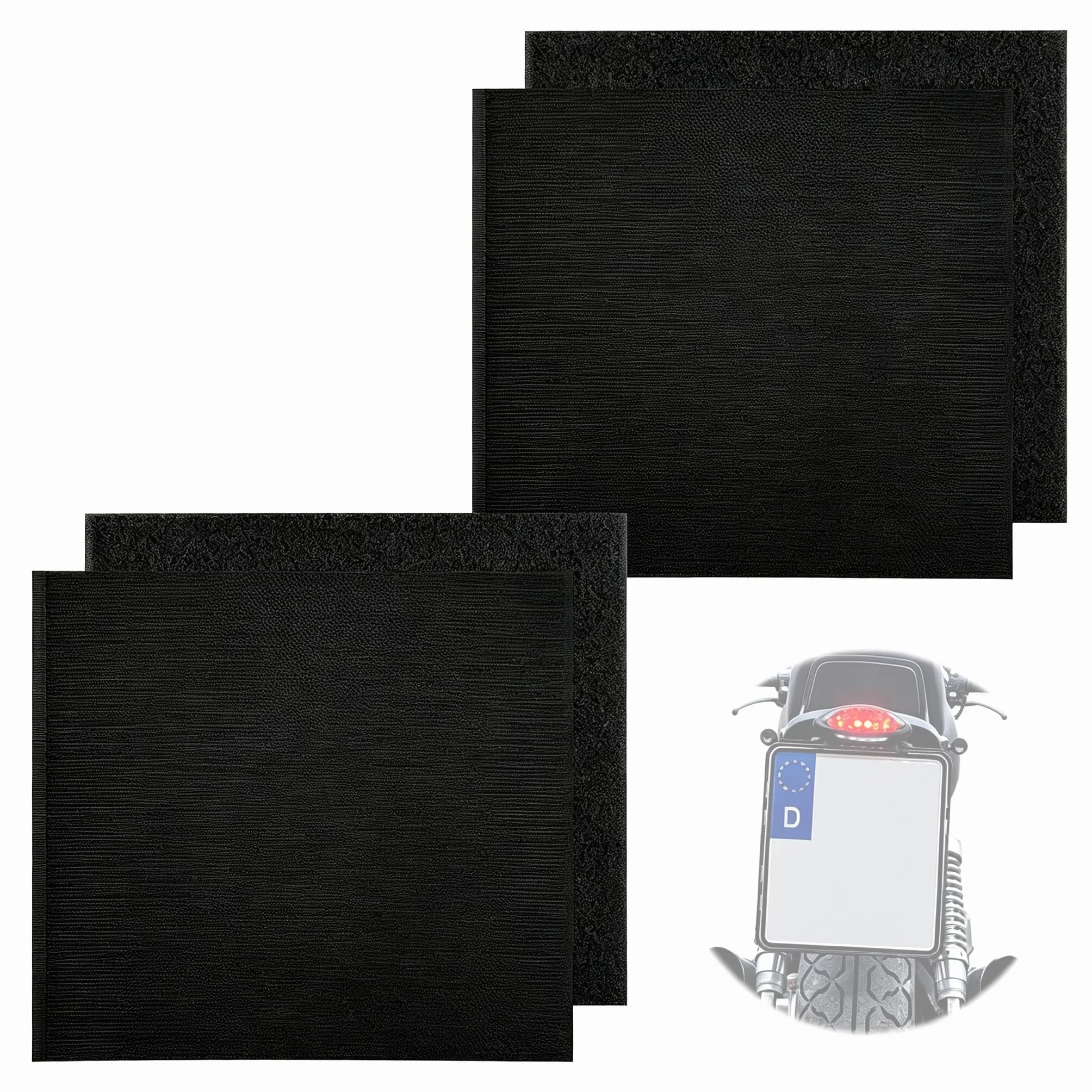 Uchwyt tablicy rejestracyjnej na rzep do tablicy rejestracyjnej motocykla, samoprzylepny, na rzep, z narzędziami montażowymi (180 x 200 mm, 2 pary)