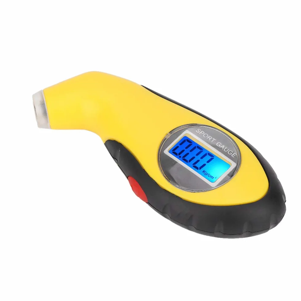 Precyzyjny Miernik Ciśnienia w Oponach Samochodowych Wyświetlacz LCD Elektroniczny Czujnik Cyfrowy Nocny żółty Czarny