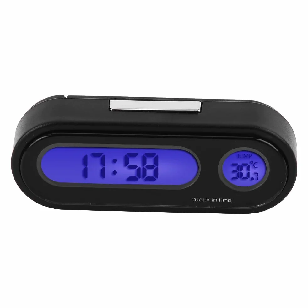 Zegar cyfrowy termometr woltomierz monitor,termometr samochodowy-Duokon 2 w 1 wnętrze samochodu Mini elektroniczny zegarek LED cyfrowy zegar termometr woltomierz;