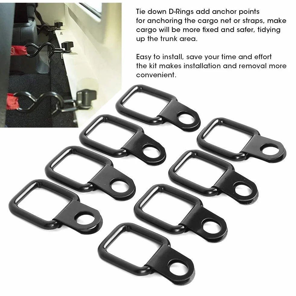 8-częściowe kotwy D-ring, Hardtop/Deck, Quick Release Fasteners, Pasujące do Wr-wędkarzy JK YJ TJ JKU Sport/Sahara/for Freedom/Rubicon X Unlimited 95-17