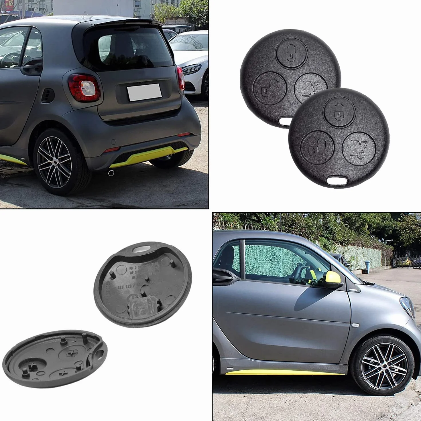Etui na kluczyki samochodowe kompatybilne z Smart Fortwo 450 MC01 Roadster Cabrio Coupe 98-07, obudowa kluczyka samochodowego, zamiennik kluczyka radiowego, 2 sztuki
