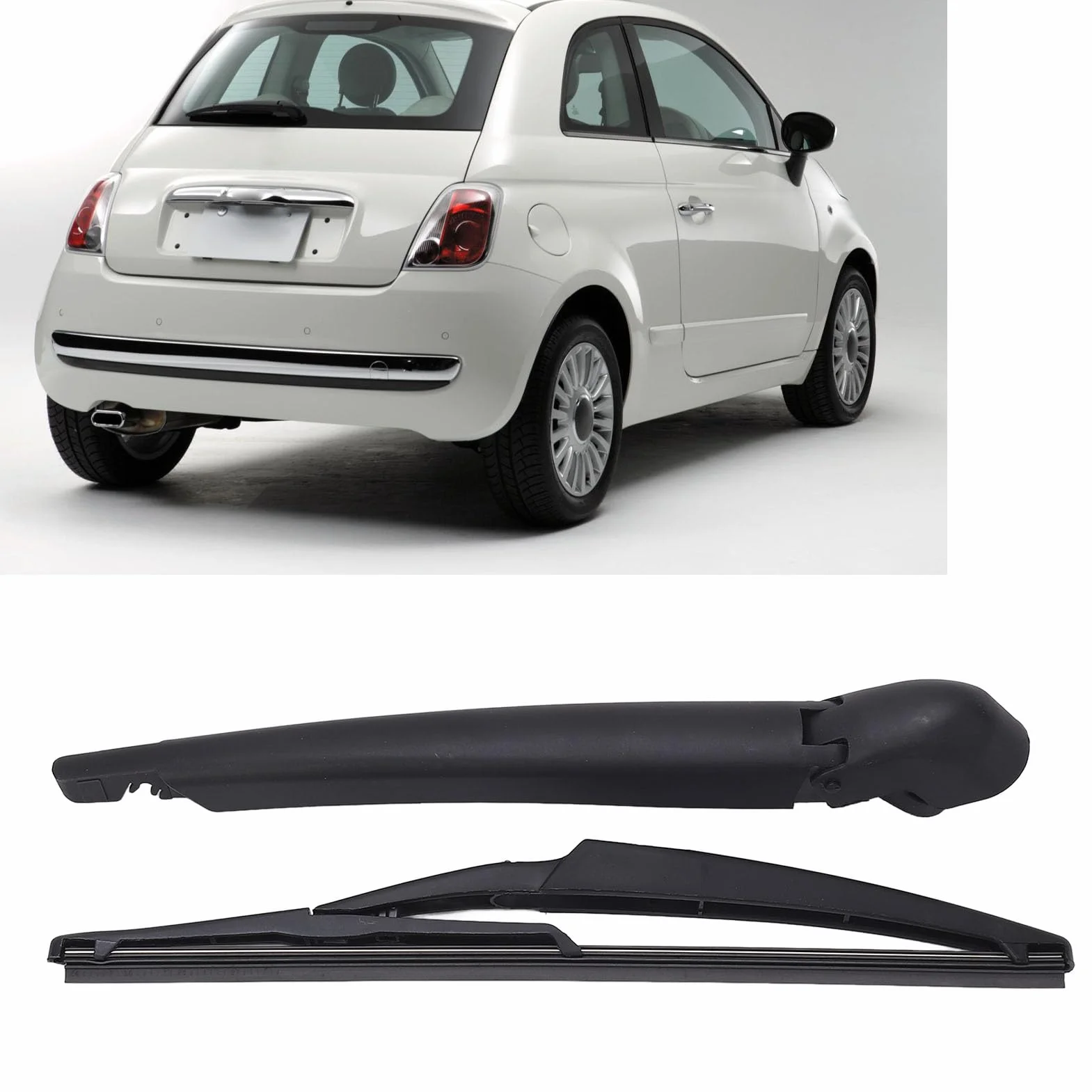Zestaw Ostrzy Tylnego Ramienia Wycieraczki do FIAT 500 2007-2023 Tylna Szyba Samochodu Tylne ramię Wycieraczki Zestaw Ostrzy Wymiana FI0027KR 51787577 71751023