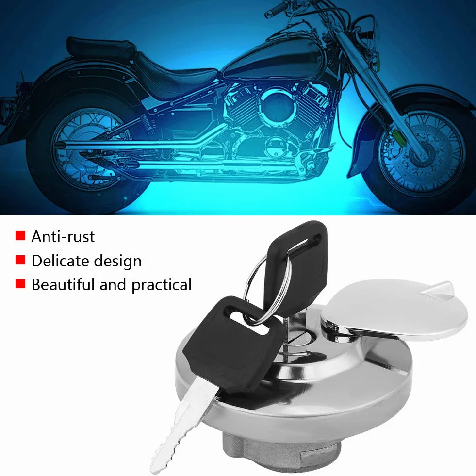 AMONIDA Korek wlewu paliwa 2,8 x 1,6 cala ze stali stopowej motocyklowy korek wlewu paliwa z 2 kluczami do Shadow Spirit VT750 DC C2 VLX VT600