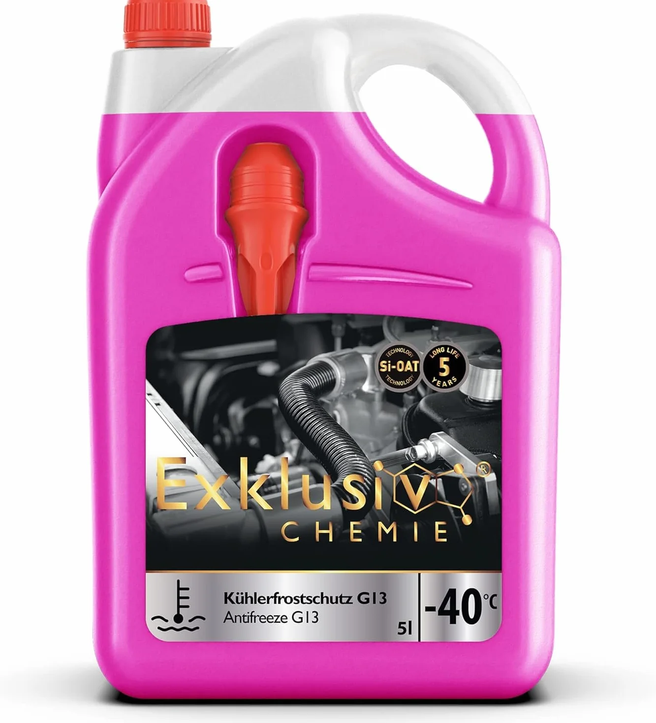 Exklusiv Chemie 5 liter G13 Radiator Antifreeze 5 år | Kylvätska bil till -40° | G13 Coolant car | Klar för användning | Långvarigt skydd av motordelar