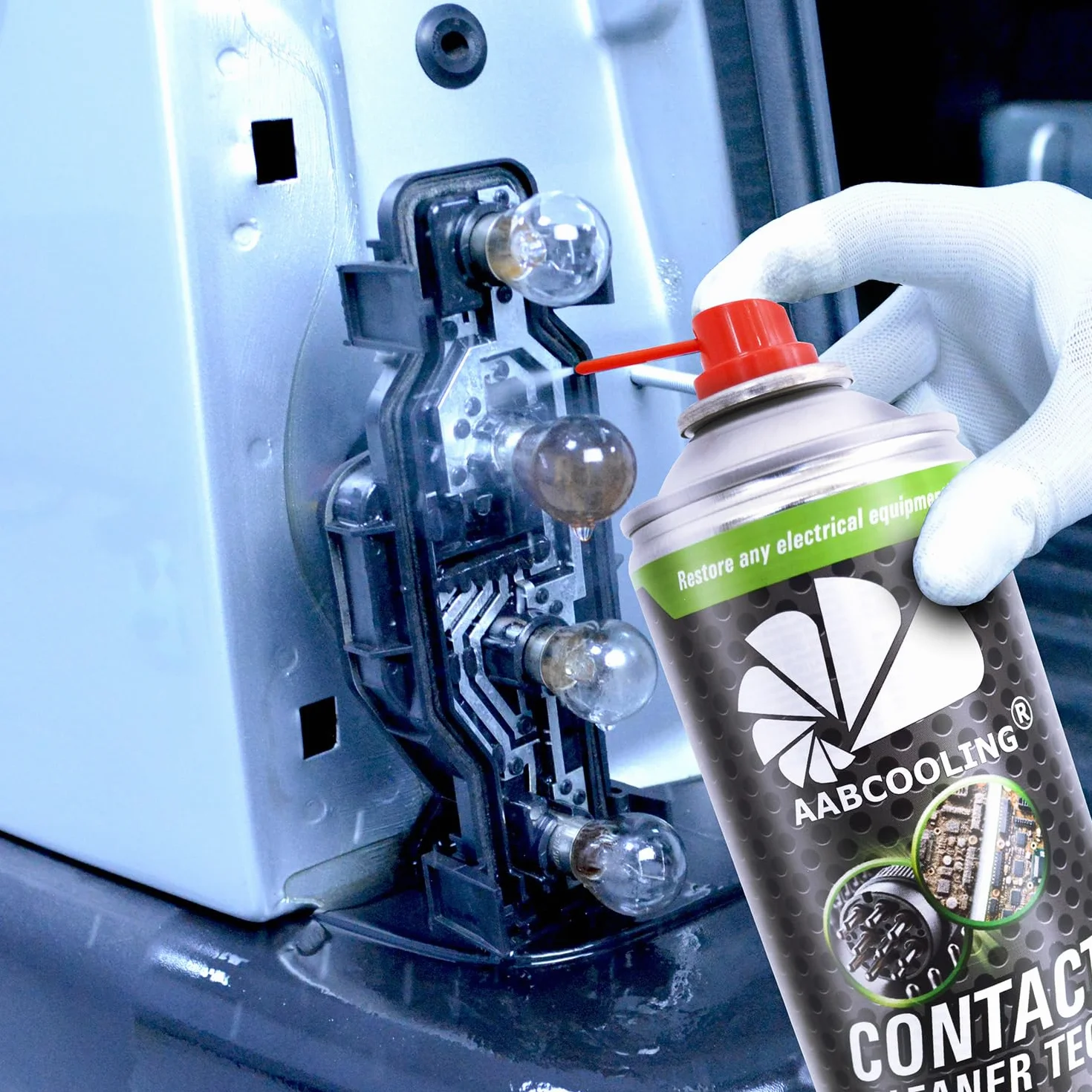 AABCOOLING Contact Cleaner 400ml – Środek do czyszczenia wnętrza auta i elektroniki – usuwa kurz, olej i zabrudzenia ze styków i przełączników – szybkoschnący spray ochronny do elektroniki