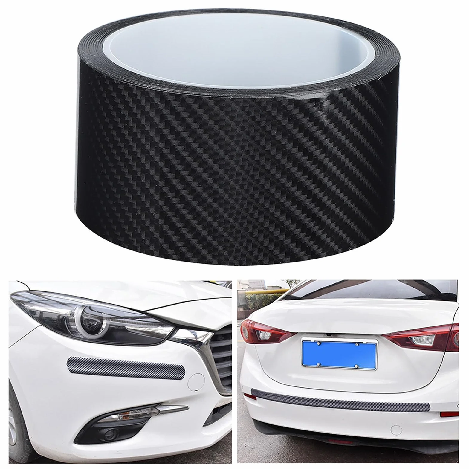 Paski z Włókna Węglowego Odporne na Zarysowania z Włókna Węglowego Osłona Krawędzi Drzwi Samochodu Naklejka Detailing Wrap Folia Ochronna Detailing Winylowa Taśma do Owijania(5CM*)