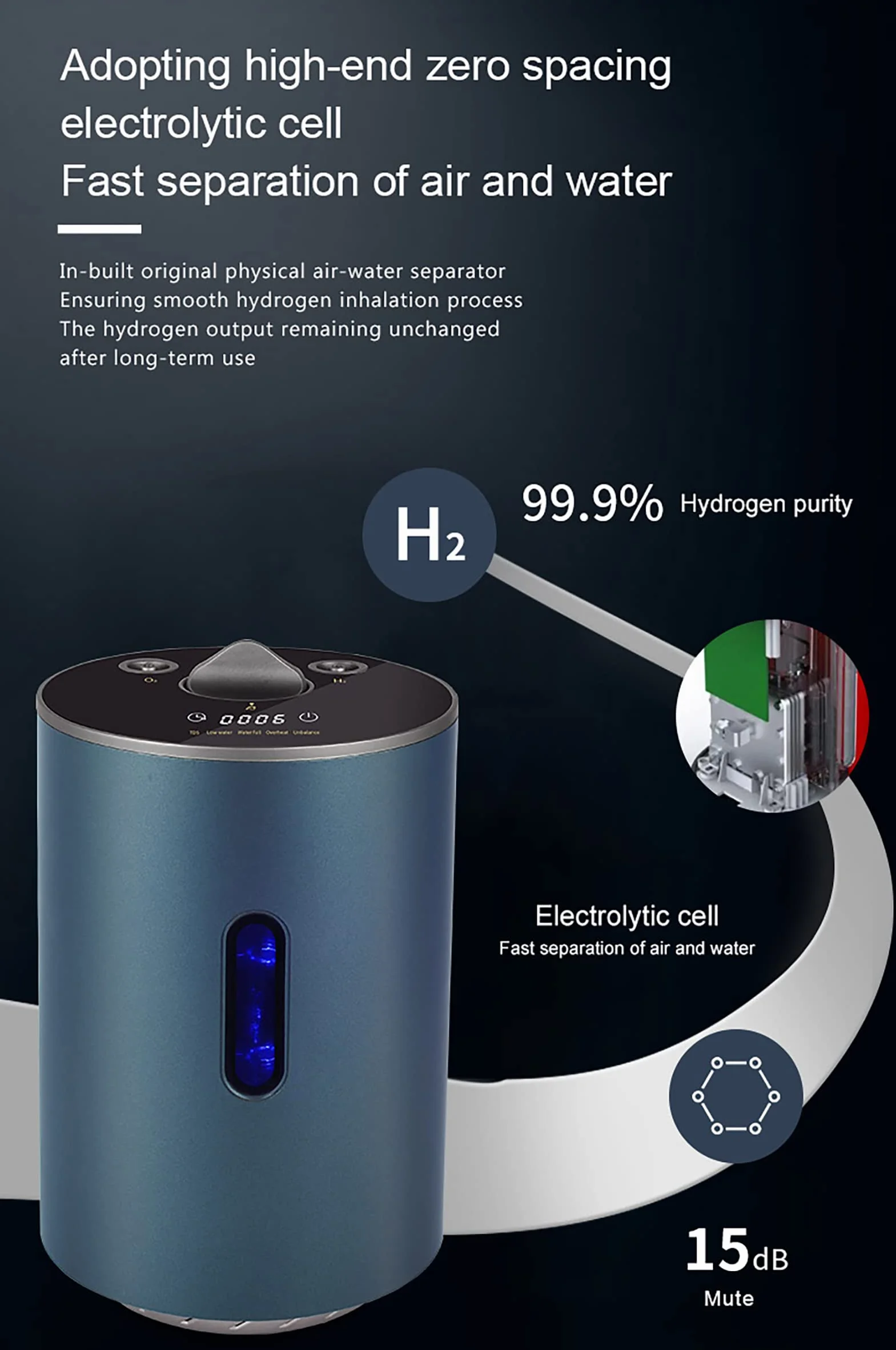 Generator wody wodorowej do inhalacji 150 ml/min Dual-Output H2 Inhaler 99,99% czystości