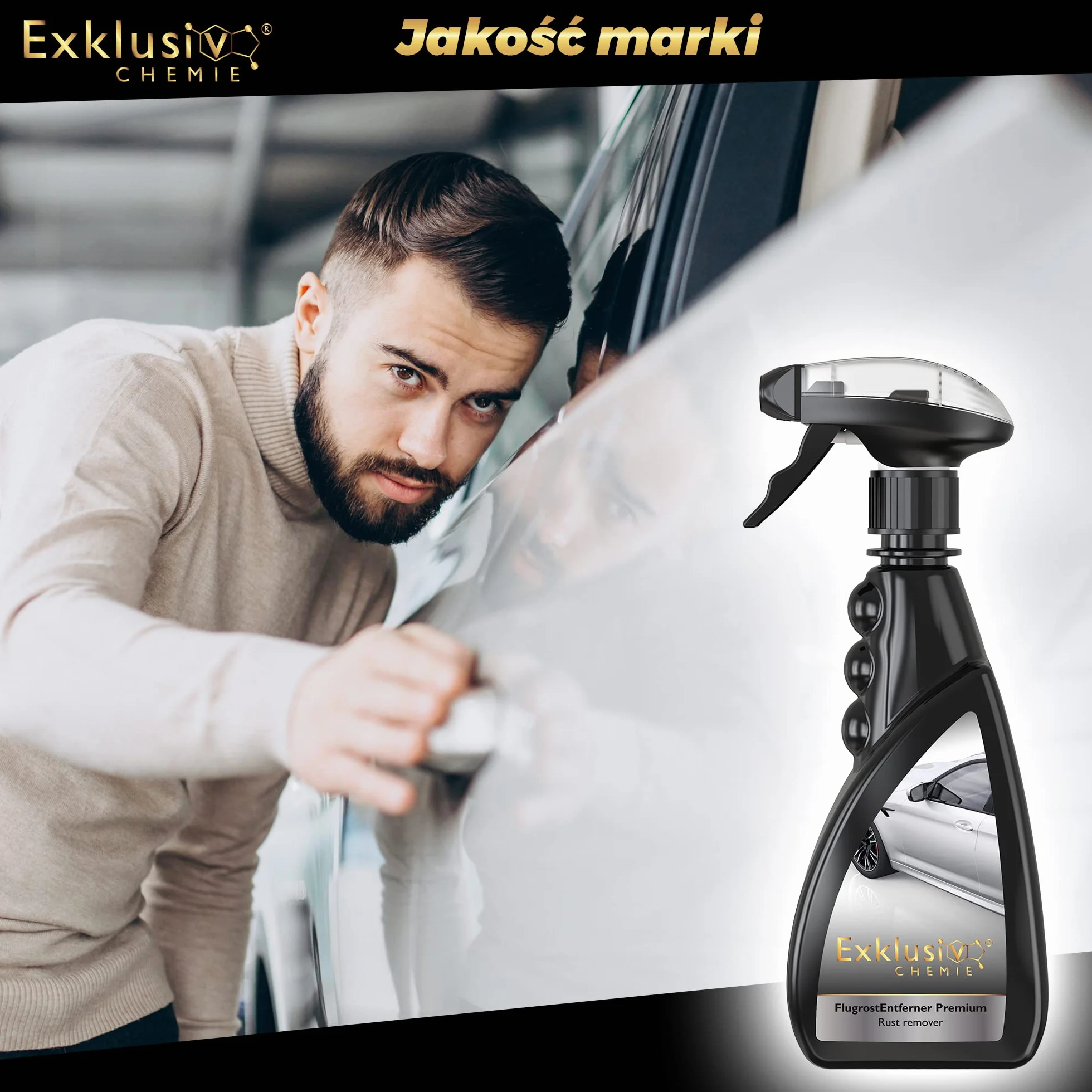 Exklusiv Chemie® Odrdzewiacz Samochodowy Premium 500ml | Środek do usuwania rdzy z lakieru samochodowego | Środek do czyszczenia samochodów usuwający rdzę nalotową, małe plamy rdzy i pył przemysłowy