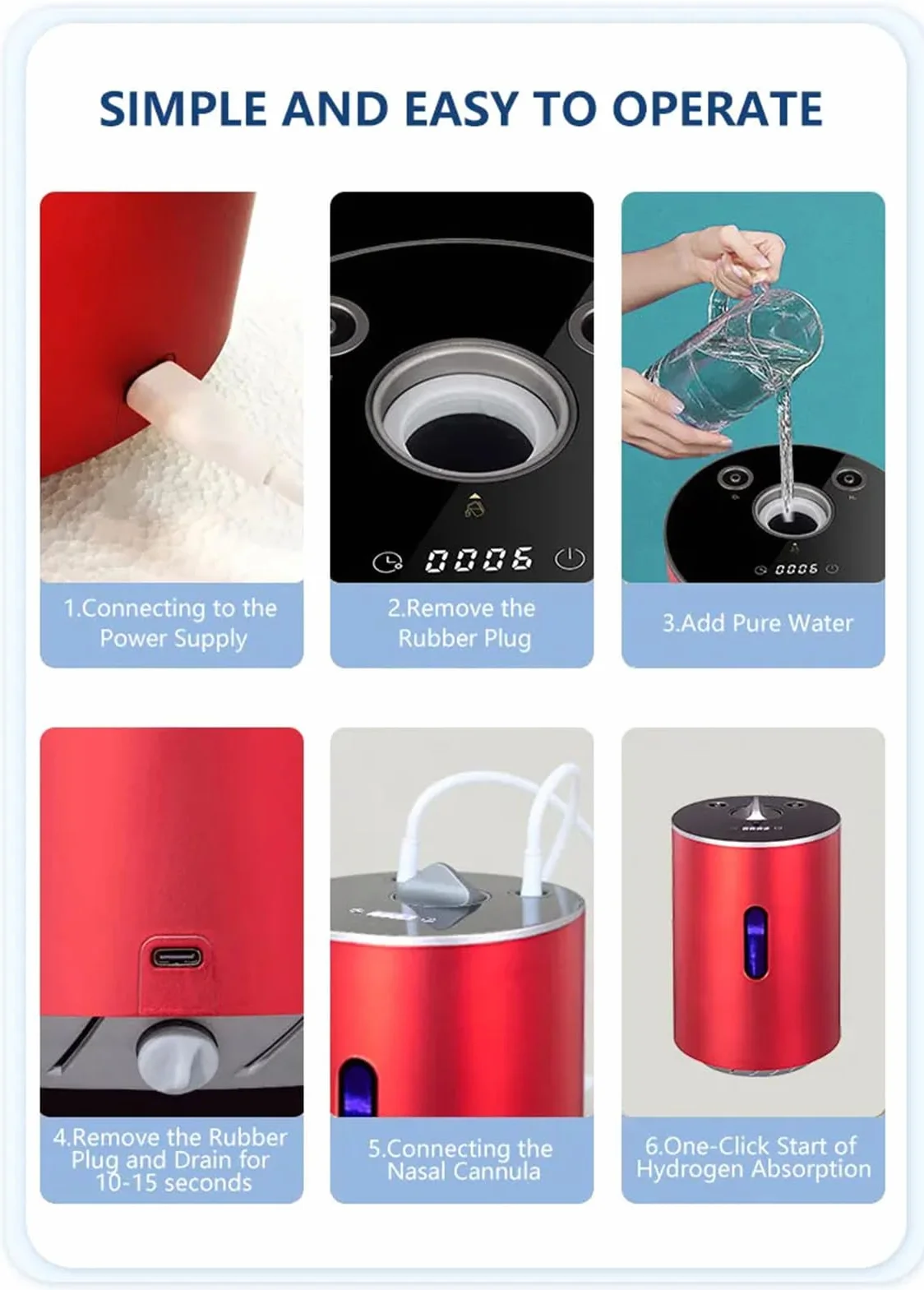 Inhalator Wodoru H2 99,99% Czystości 225ml/min Blue Do Użytku Domowego