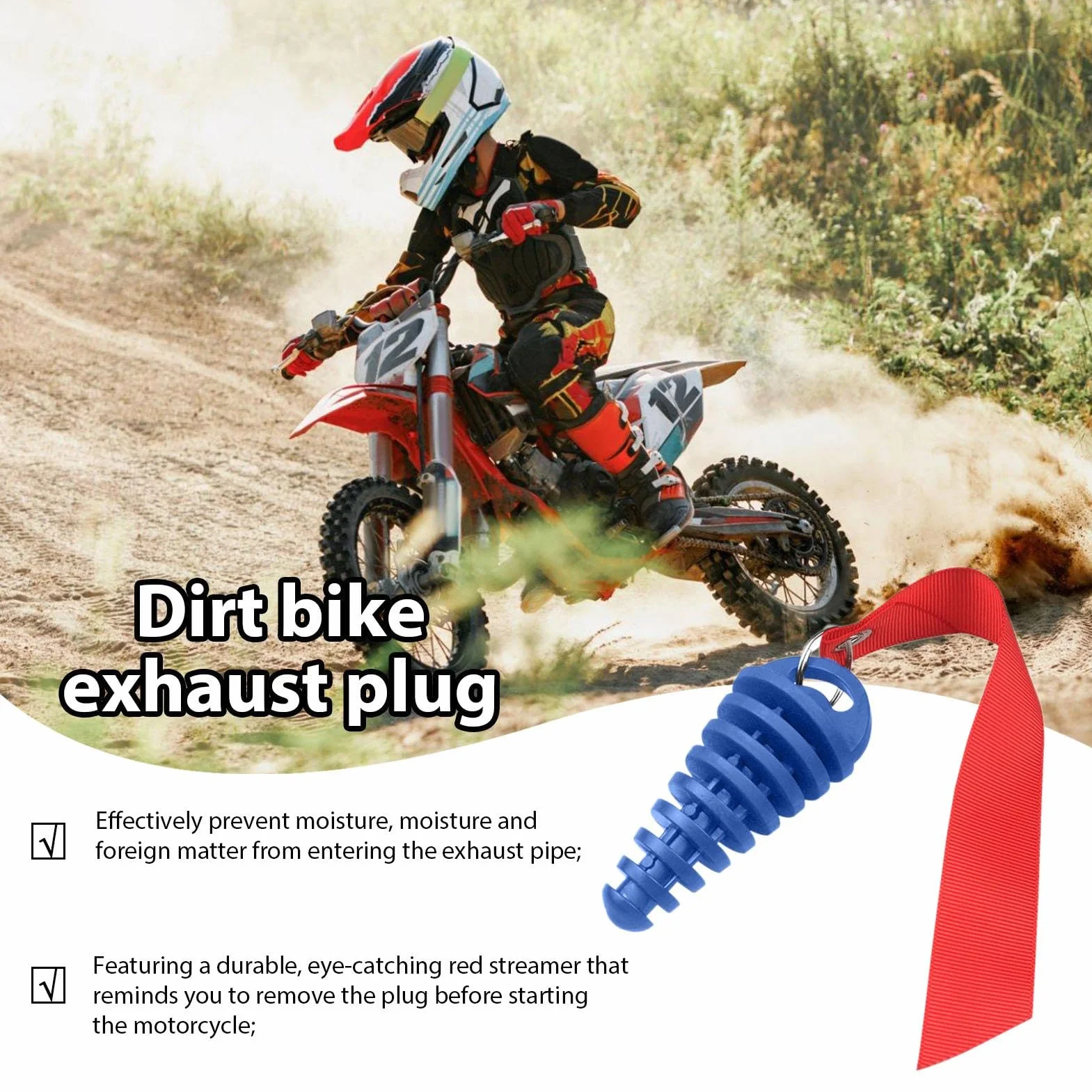 Korek do mycia, korek wydechowy motocykla | 2-suwowy korek do mycia motocykla - korek wydechowy Dirtbike z banerami tłumika wydechowego, usuń start