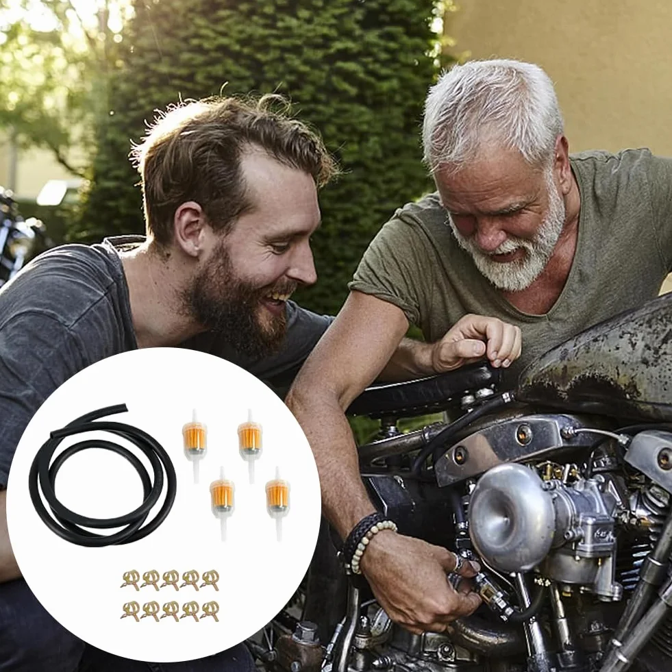 Filtr paliwa, filtr paliwa, wąż paliwa, zestaw filtrów benzynowych, odpowiedni do samochodu, motocykla, kosiarki, skutera, diesla, motoroweru, 15 sztuk