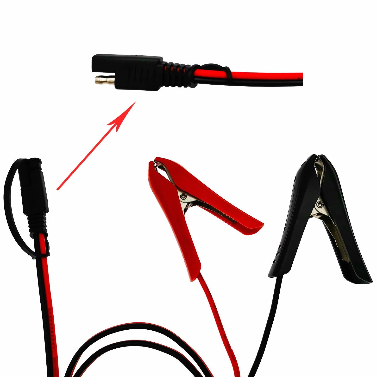 [Zaktualizowana wersja] Kabel przedłużający SAE, zacisk krokodylkowy 3,2 stopy, kabel zasilający 16 AWG, zaciski akumulatora, złącze SAE, zasilacz, kabel pomocniczy do szybkiego ładowania