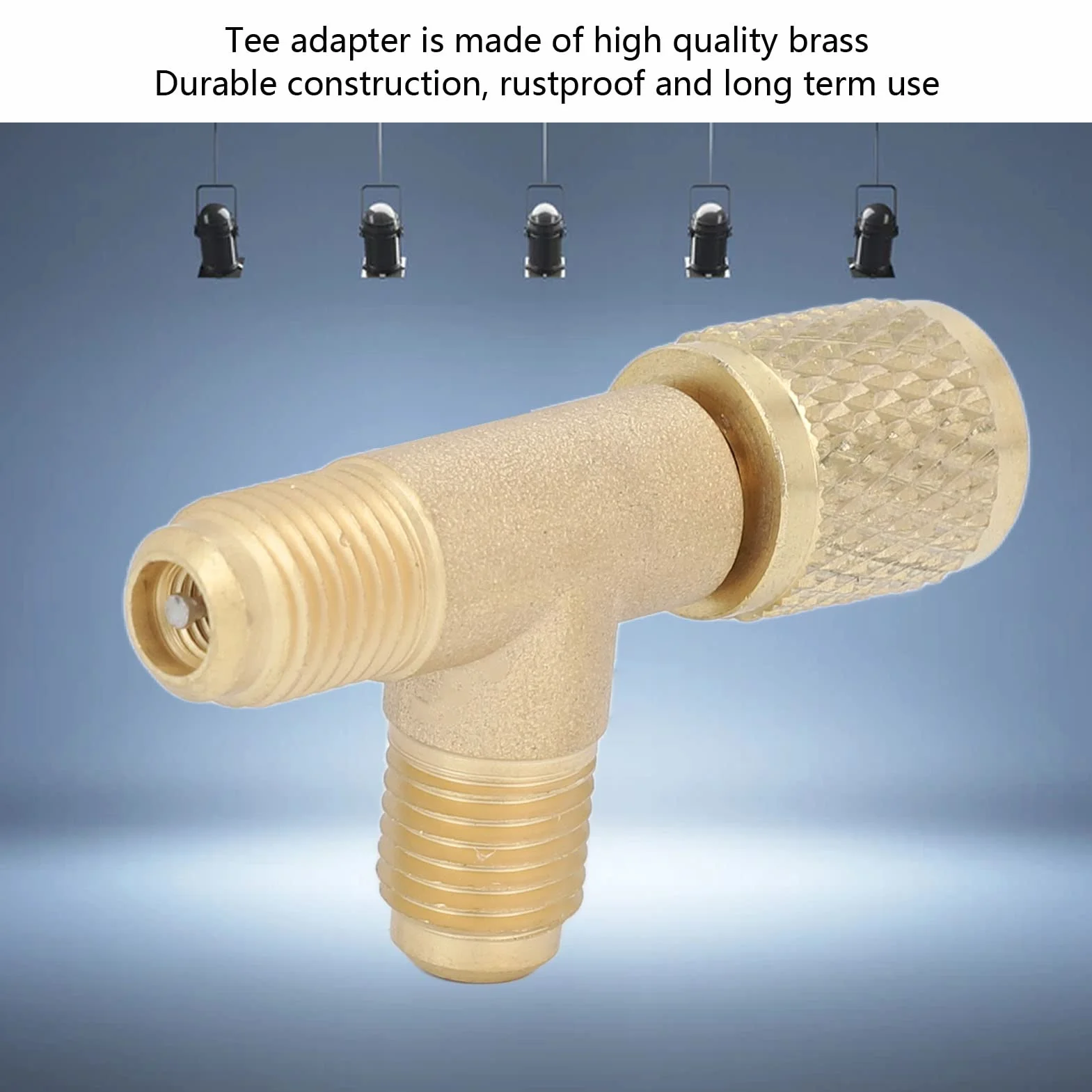 Ejoyous Adapter rdzenia zaworu T rdzeń zaworu mosiądz 1/4" SAE stabilna konstrukcja stabilna wydajność szybki dostęp do złącza koszulka do R22 R12 R134